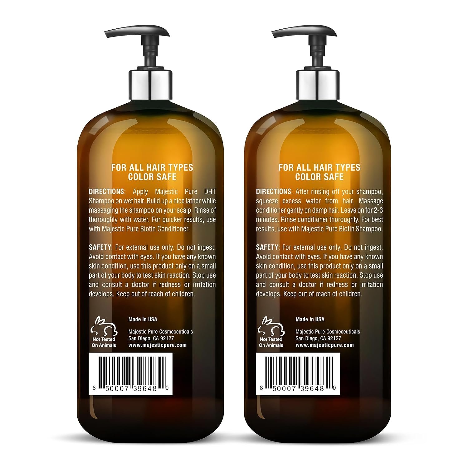 MAJESTIC PURE Biotin Shampoo and Conditioner Set with DHT Blocker Complex - Hydrating, Nourishing & Supporting Healthy Hair, Sulfate Free, for Men & Women - 16 fl oz each - Image 4