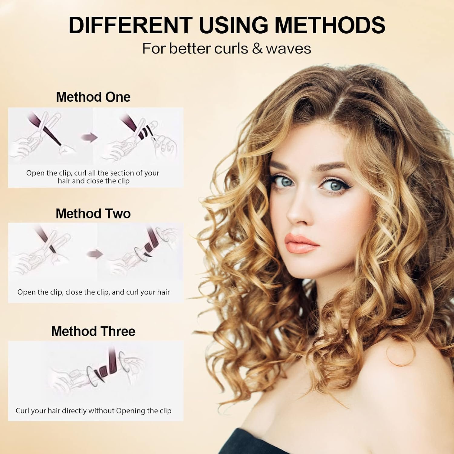 DAN Technology 3/4 Inch Curling Iron Wand, Tourmaline Ceramic Hair Curler with LCD Display (180°F–430°F), Fast Heating, Dual Voltage, Auto Shut-Off, Black & Gold - Image 7