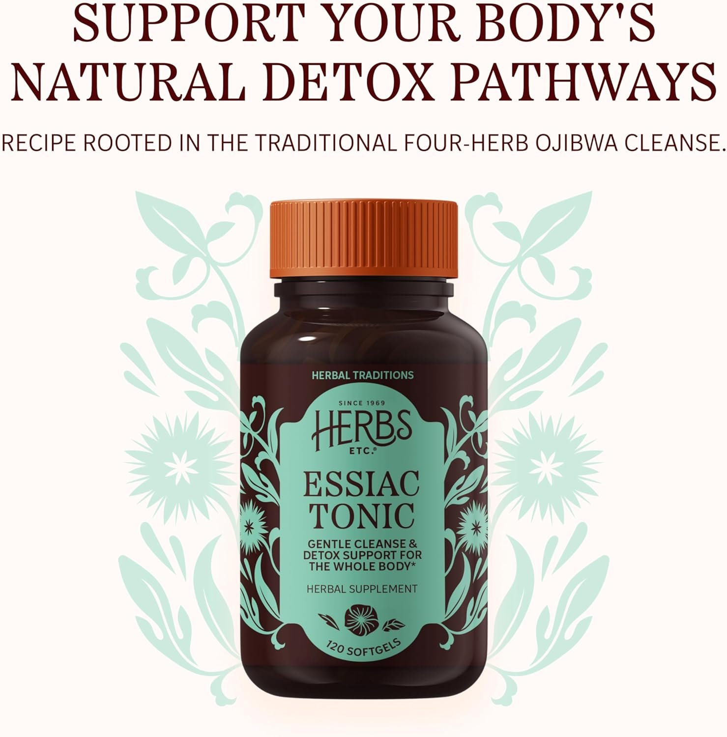 Herbs Etc. Essiac Tonic Softgels - Ojibwa Body Cleansing Formula - Detoxification & Immune Support - Organic & Gluten-Free - 120 Count (120 Servings) - Image 2