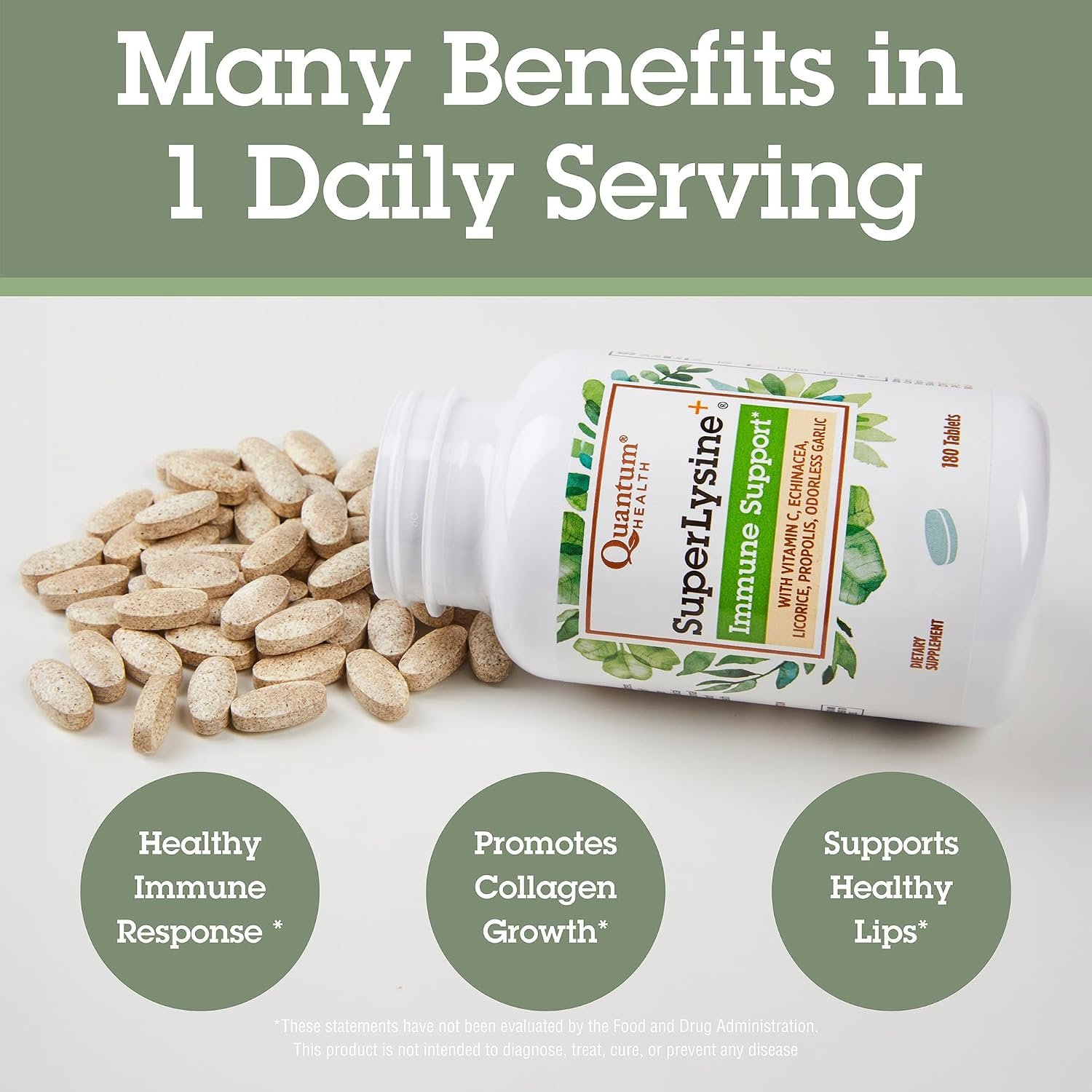 Quantum Health Super Lysine+ / Advanced Formula Lysine+ Immune Support with Vitamin C, Echinacea, Licorice, Propolis, Odorless Garlic (180 Tablets), Packaging may vary - Image 7