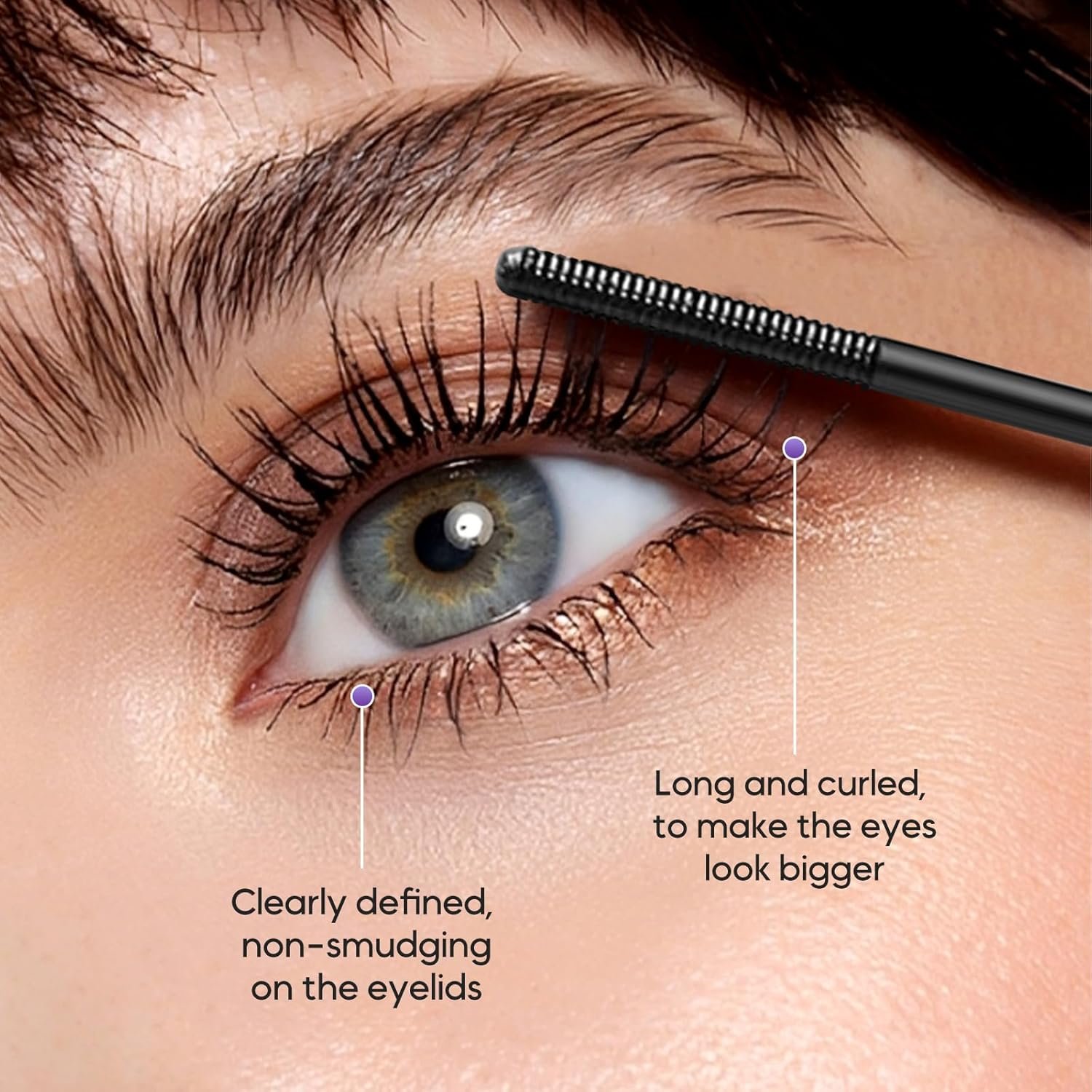 Wand Mascara, Metal Wand Mascara Black Washable Metal Mascaras, Waterproof Long-Lasting 3D Curling Eyelash Iron Mascaras with No Flaking (Black) - Image 5