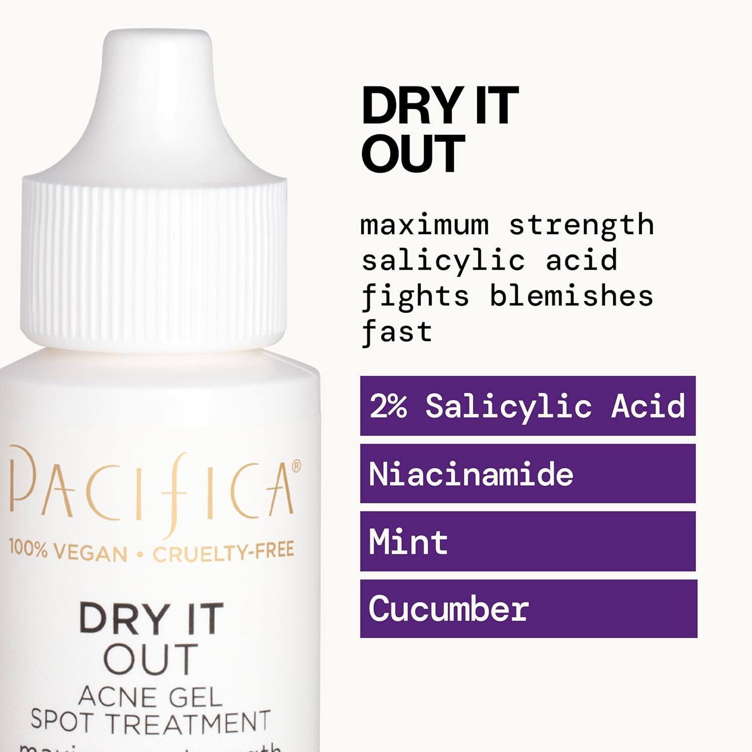 Pacifica Acne Spot Treatment & Pimple Cream – Dry It Out Gel with 2% Salicylic Acid, Witch Hazel, Niacinamide – Dries Blemishes Overnight, Fights Breakouts & Redness, For Teens & Adults, Vegan Clean - Image 2