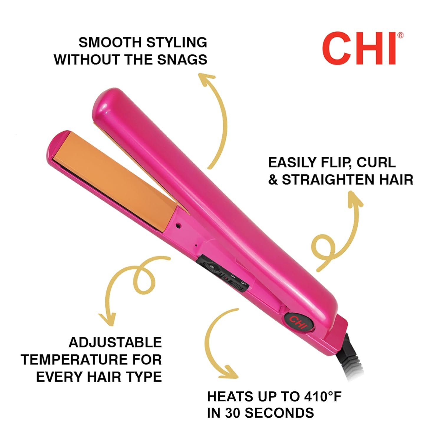 CHI Tourmaline Ceramic Series Flat Iron, Hair Straightener For Silky, Smooth Hair, 392°F Maximum Temperature, 1" Iron - Image 2