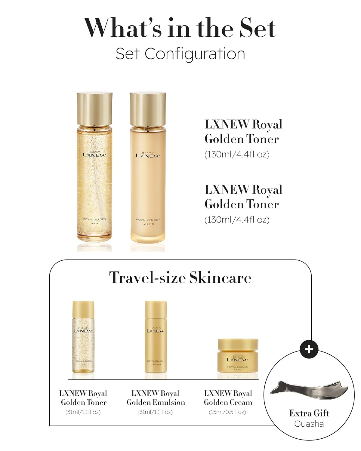 ISA KNOX Royal Golden Skin care Gift Set (11.4fl oz) - Korean Luxury Skin Care for Rejuvenation and Youthful skin. Royal Peptides & Jelly, Niacinamide. Guasha - Image 6