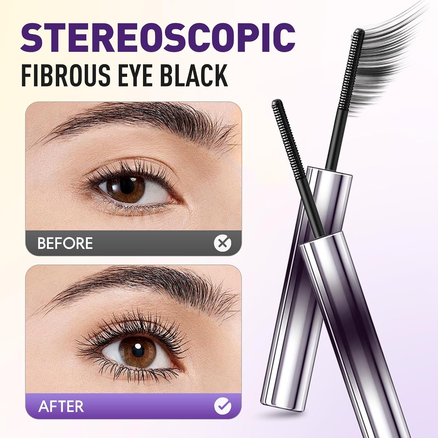 Wand Mascara, Metal Wand Mascara Black Washable Metal Mascaras, Waterproof Long-Lasting 3D Curling Eyelash Iron Mascaras with No Flaking (Black) - Image 2