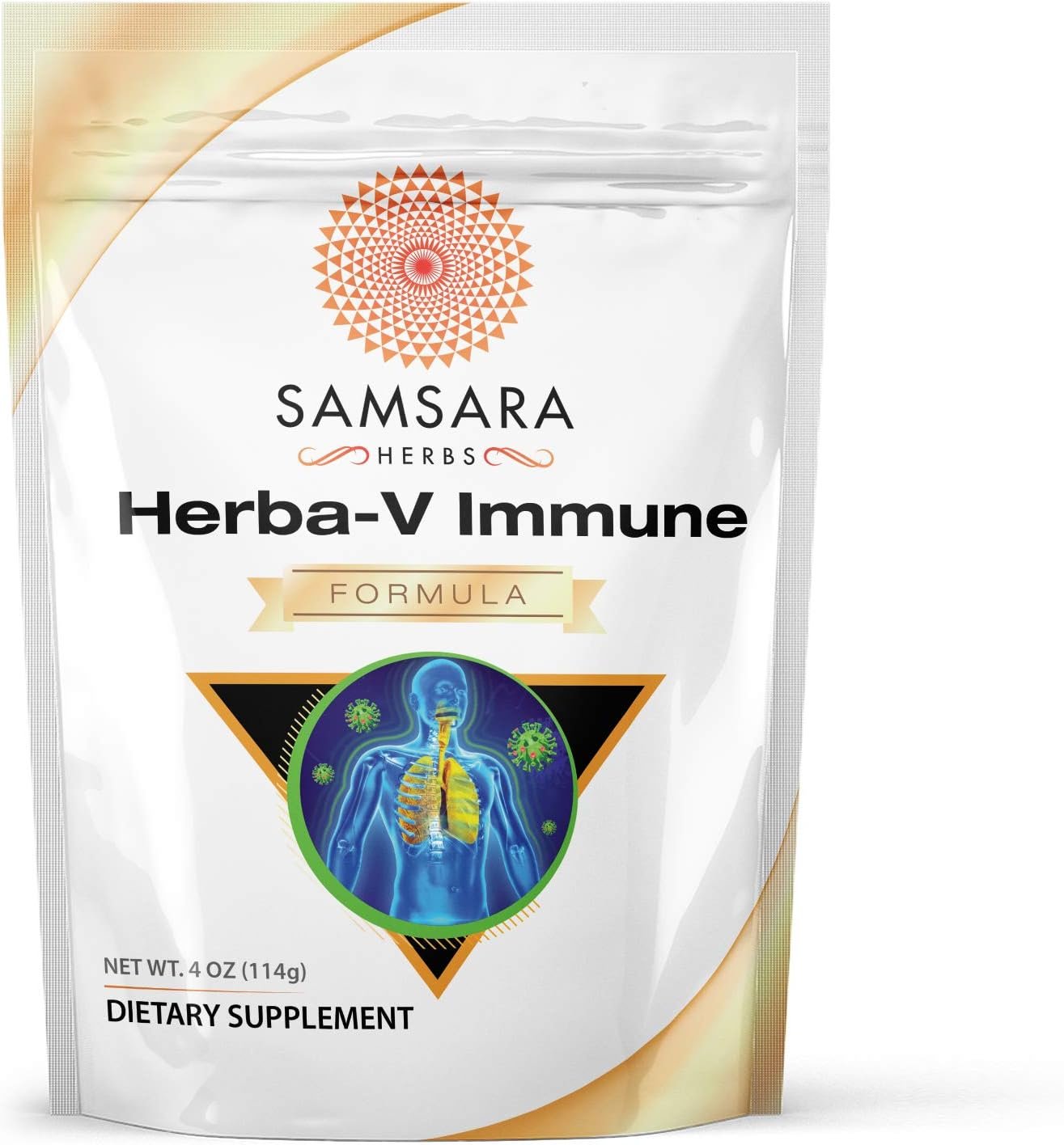Samsara Herbs Herba-V Immune (4oz/114g) - Herbal Support Formula with 18 Powerful Herbal Extracts - Including Dan Shen, Skullcap, Licorice, Isatis, Resveratrol, Astragalus, Rhodiola and Kudzu
