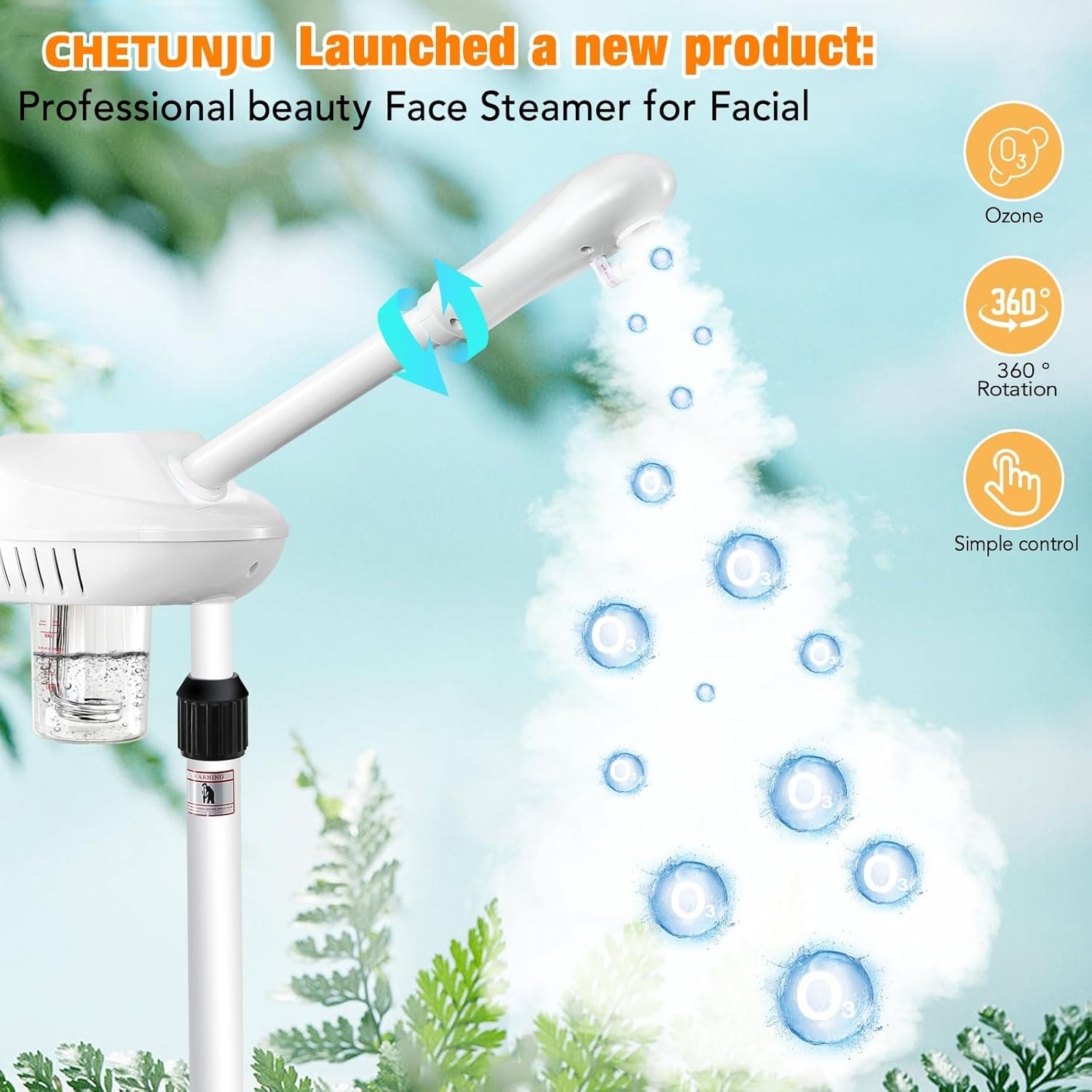 Professional Facial Steamer for Atomization Humidifier Atomizer, Adjustable Height and Angle, Face Steamer Clean Skin Firming Pores and Moisturizing Suitable for a Beauty, Spa, at Home - Image 4