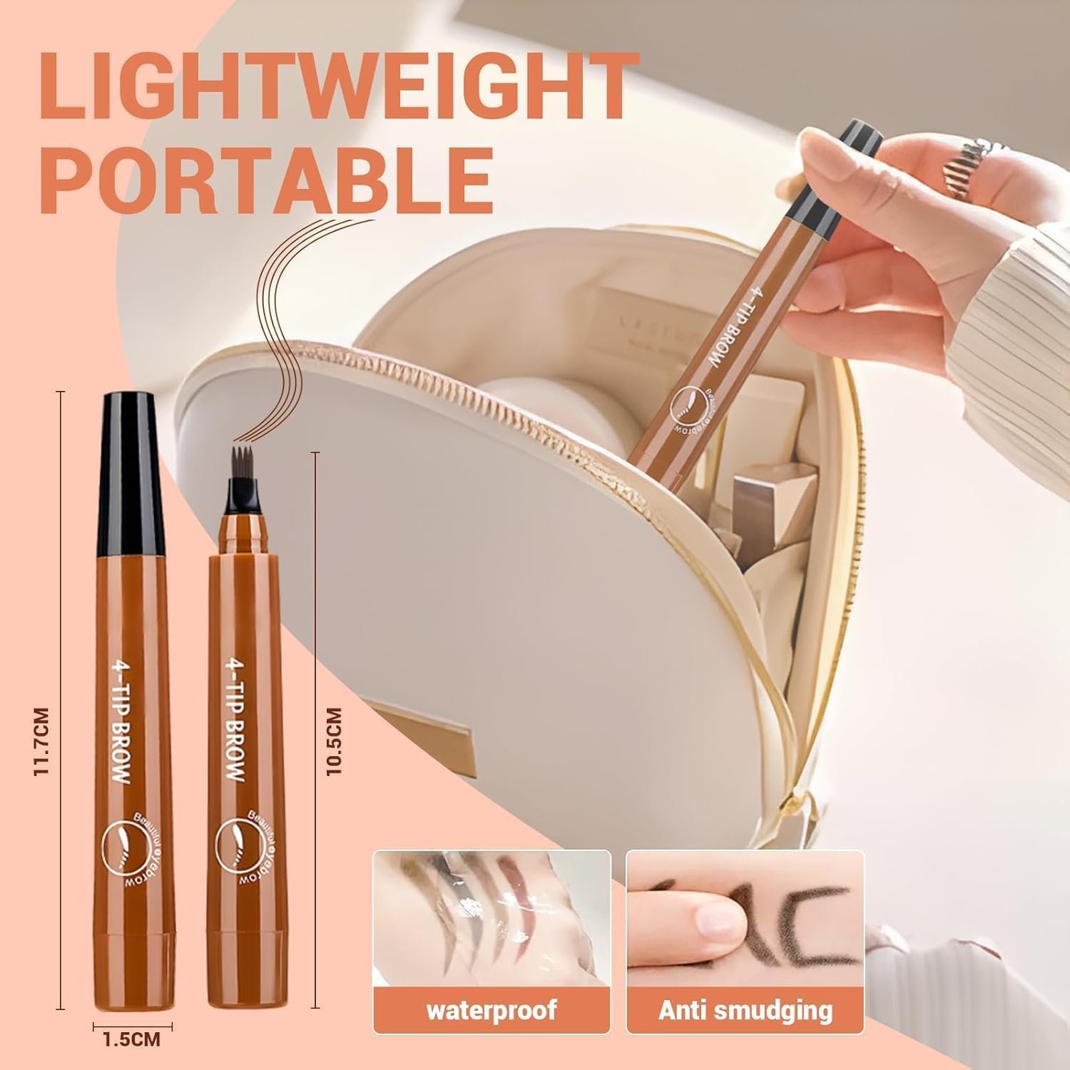 Microblading Eyebrow Pen, Waterproof Four-tip Beard and Eyebrow Pen, Liquid Eyebrow Pencil, Long-Lasting Natural Magic Eyebrow Makeup Fine Stroke Contouring Pencil (Brown) - Image 6