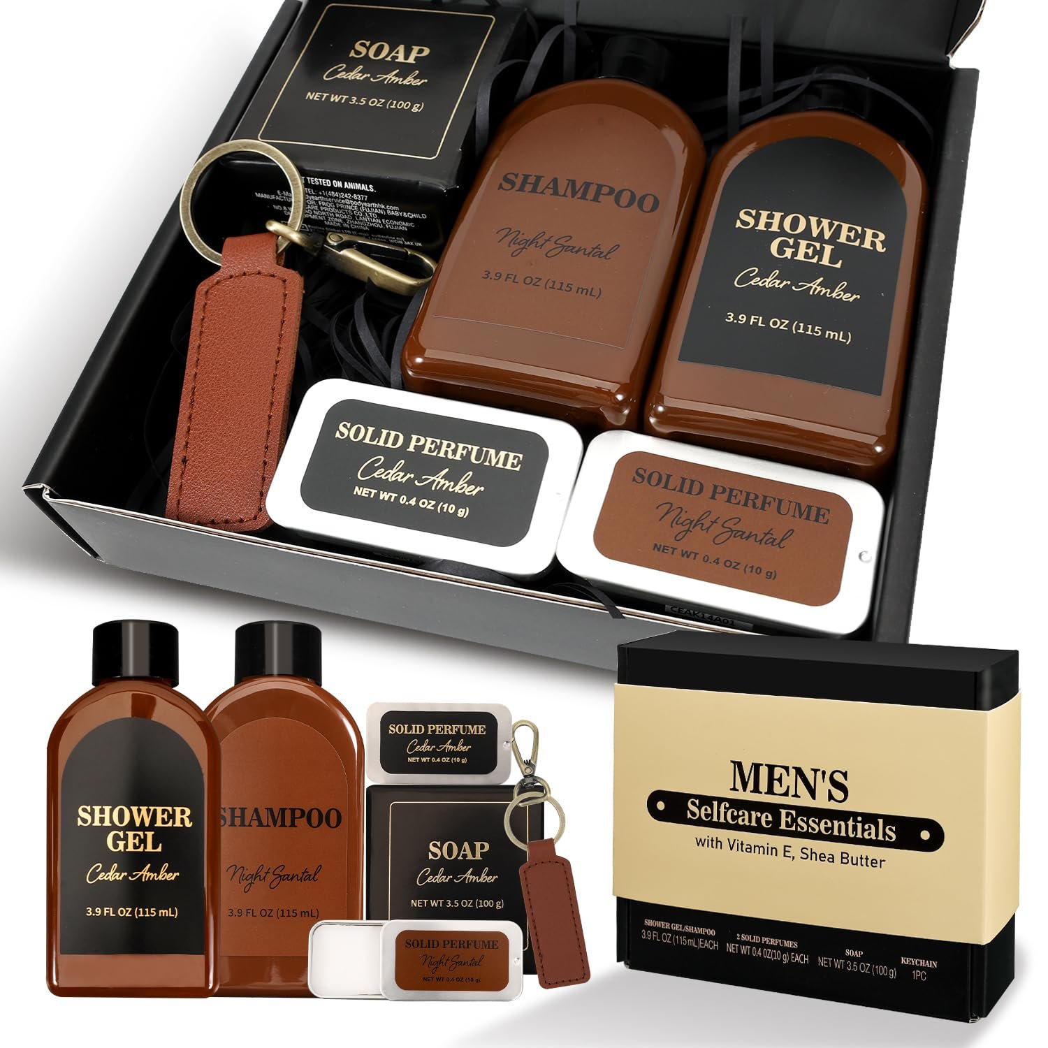 Fathers Day Gift 6 pcs Gifts for Men Cedar & Sandal Mens Gifts with Shampoo, Body Wash, Soap, Self Care Bath Set, Christmas Birthday Gift Box for Him - Image 8