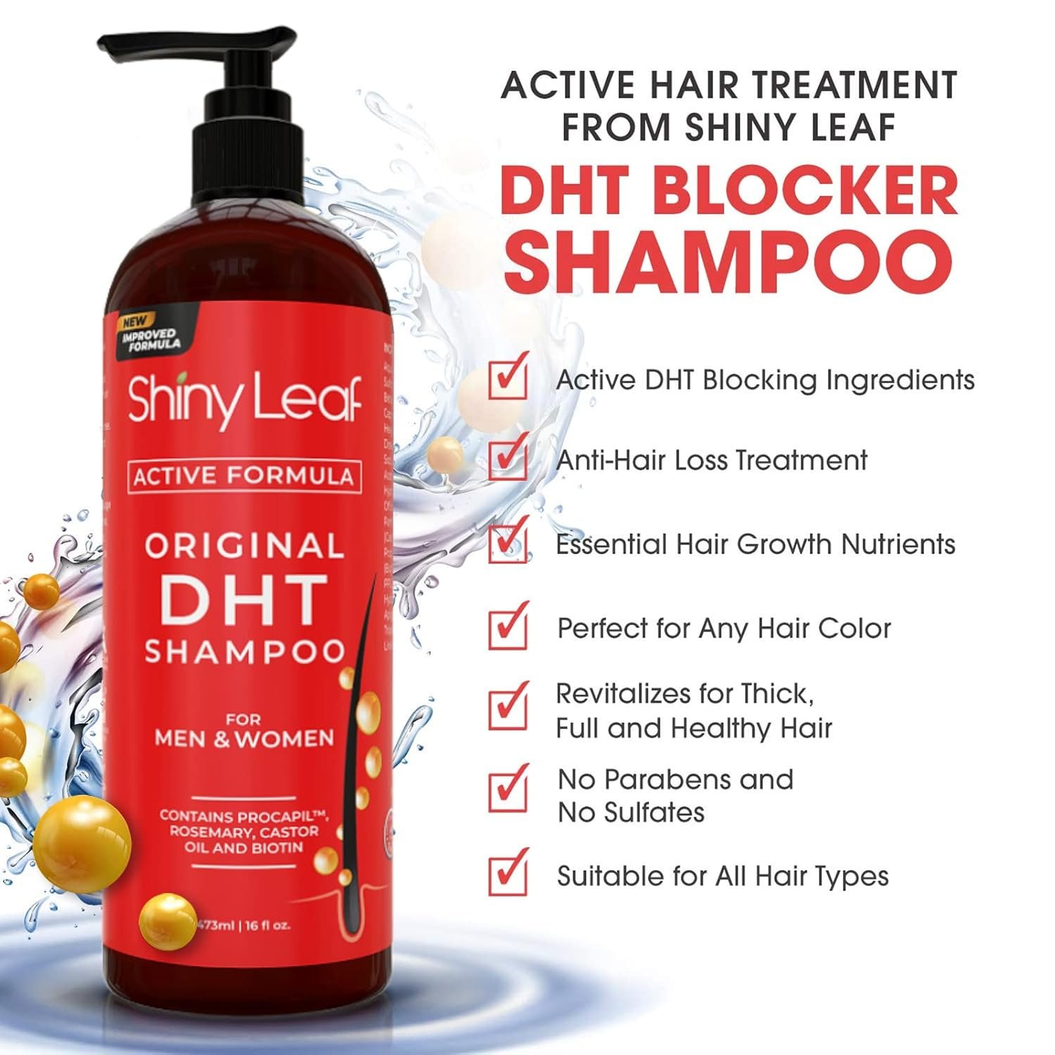 Anti-Hair Loss Shampoo With Biotin, for Men & Women - Sulfate-Free, Natural DHT Blocking Formula for Hair Growth, Thinning Hair Prevention, 16 Oz - Image 3