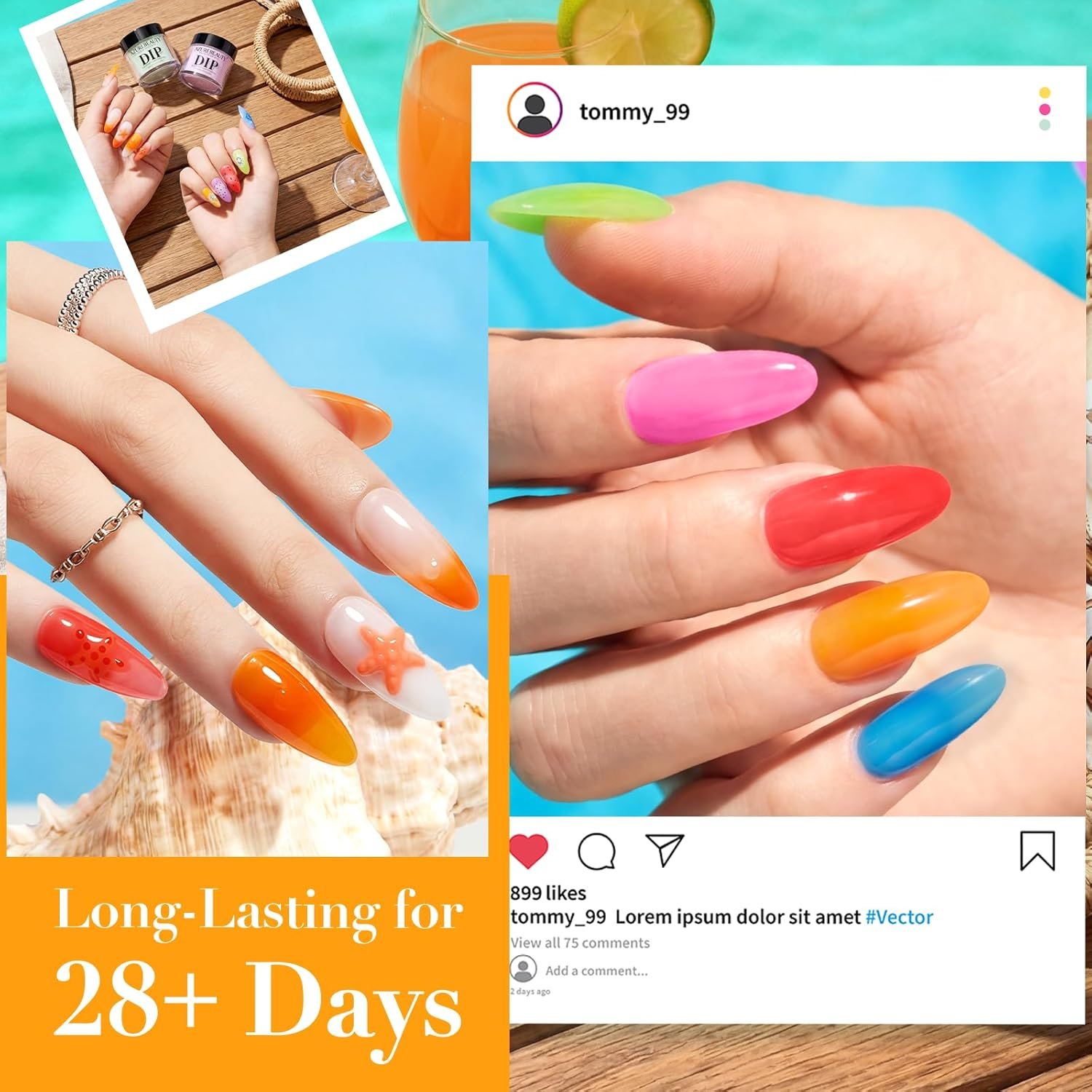AzureBeauty 6 Colors Vibrant Neon Jelly Dip Powder Nail Kit, Bright Summer Jelly Nail Colors, French Nail Art Manicure DIY, No UV Lamp Required - Image 3
