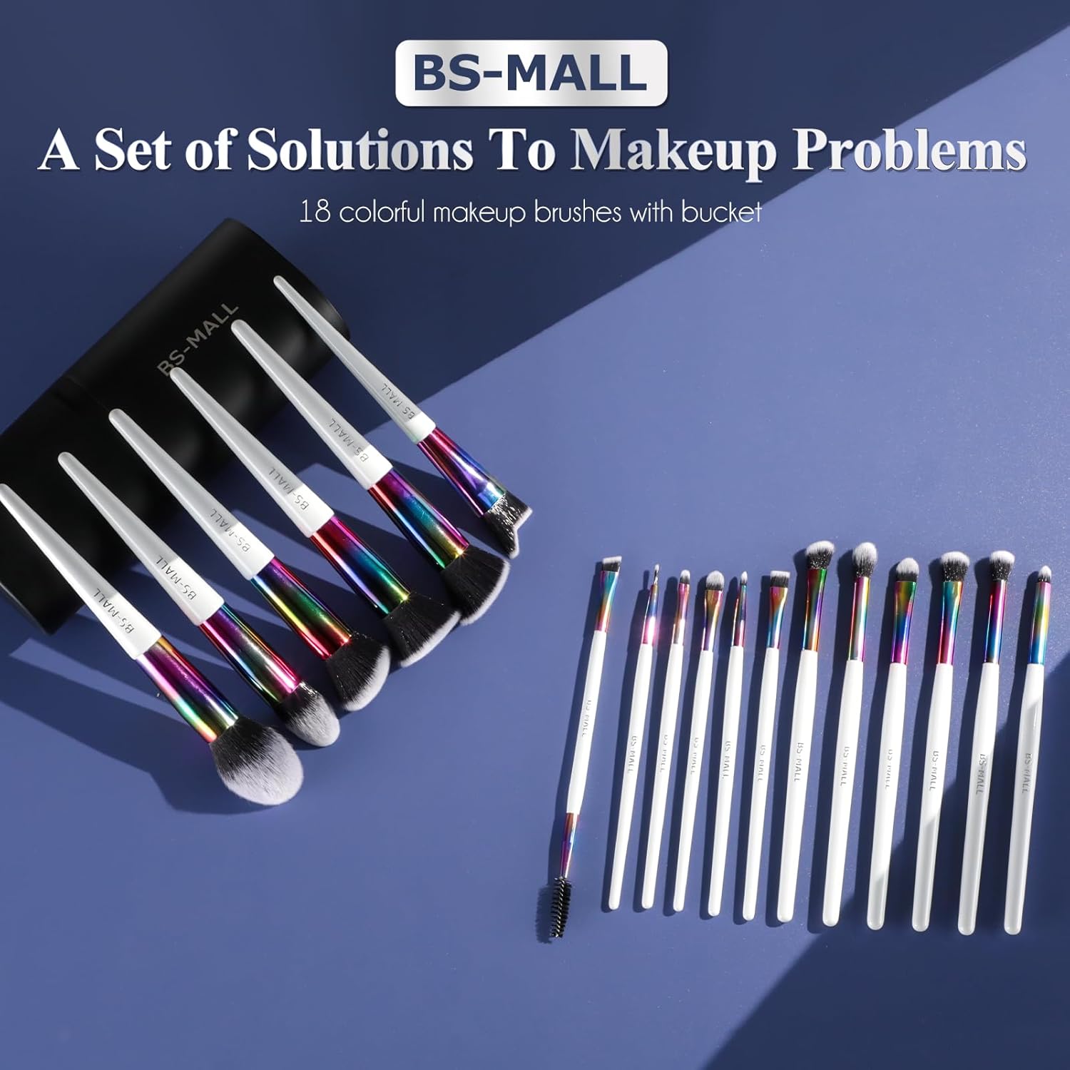 BS-MALL Makeup Brushes Makeup Tools Kit Premium Synthetic Powder Foundation Contour Concealers Lip Brushes Set 18 Pcs - Image 6