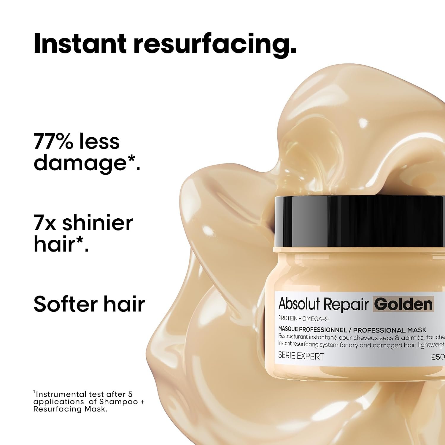 L'Oréal Professionnel Paris Absolut Repair Golden Mask - Repairs Damage & Provides Shine For Fine to Medium, Dry, & Damaged Hair - Image 3