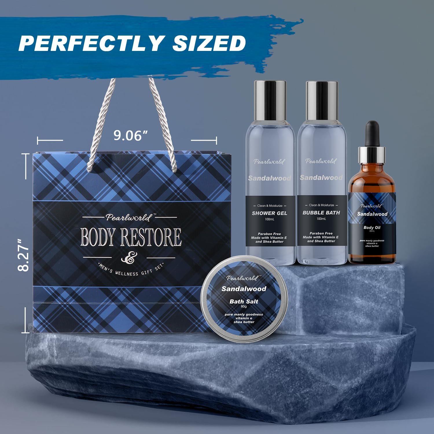 PEARLWORLD Bath Set with Ocean Scented Spa Gifts for Men, Christmas Birthday Self Skin Care Set for Men, Spa Gift Baskets for Him, 12Pcs Men's Spa Kit Gifts for Bath Spa - Image 5