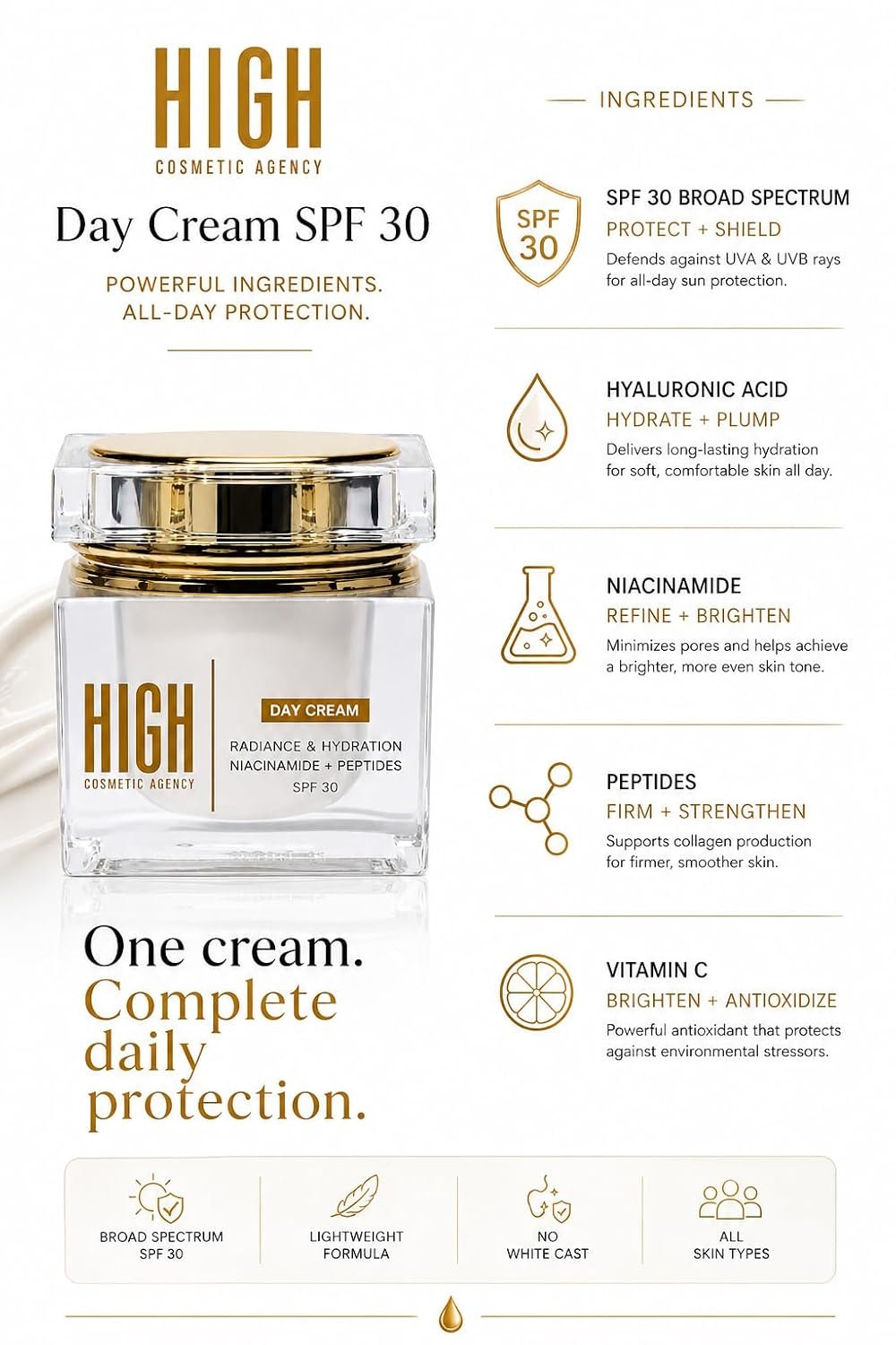 Day Cream Lightweight Hydrating Moisturizer with Antioxidants for Bright, Protected Skin – Broad-Spectrum UVA/UVB Defense, Perfect for Daily Use - Image 2