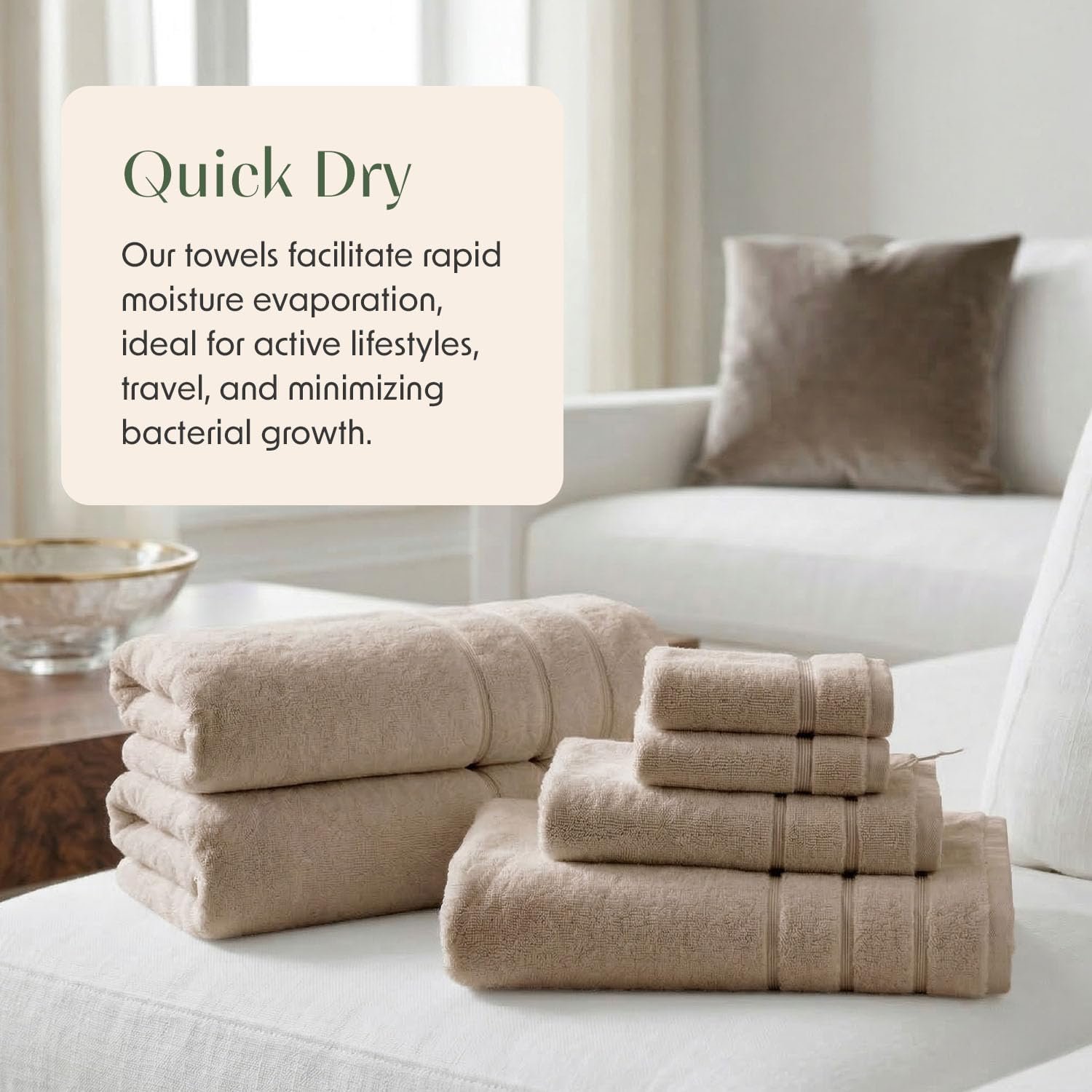 Springtree Home Luxury Turkish Cotton Bath Towels | 100% Turkish Cotton | Premium Bath Towels | Ultra Soft Thick Plush & Highly Absorbent | Luxury Hotel & Spa Quality Bathroom Towels | Cobblestone - Image 9