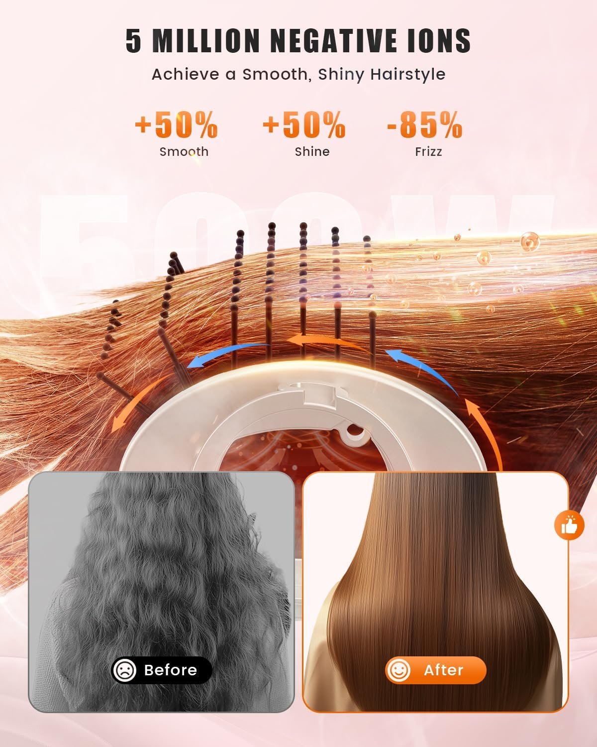 Tqcir 8-in-1 Professional Hot Air Styler&Hair Dryer Brush, Powerful Multi-Styler with Auto-Wrap Curler with Storage Case, Fast Drying Curling Straightening Volumizing Without Heat Damage(Gold) - Image 4