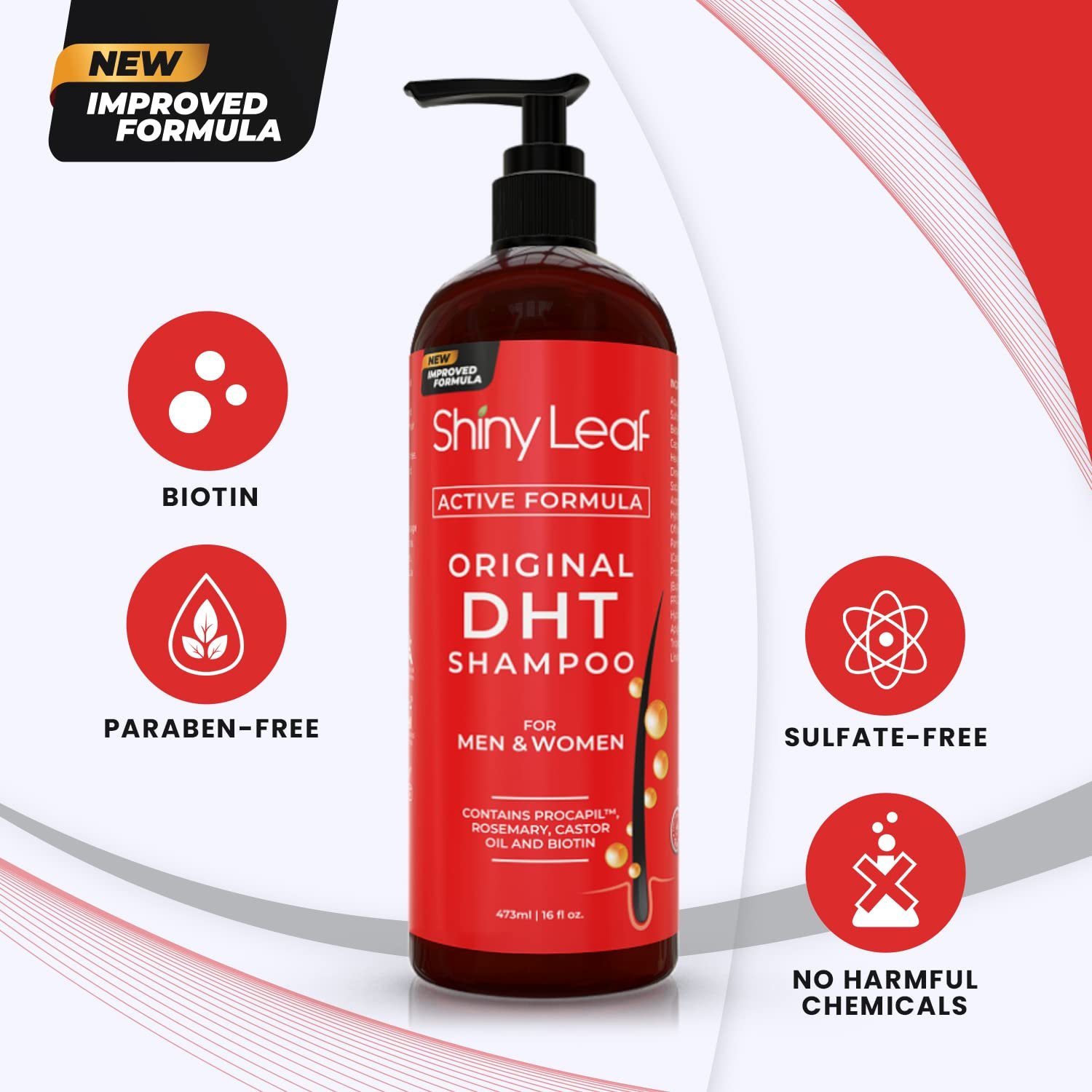 Anti-Hair Loss Shampoo With Biotin, for Men & Women - Sulfate-Free, Natural DHT Blocking Formula for Hair Growth, Thinning Hair Prevention, 16 Oz - Image 2