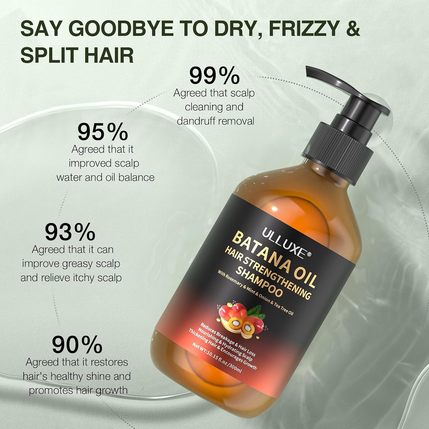 Batana Oil Hair Growth Shampoo, Sulfate Free Strengthening Shampoo for Women & Men with Thinning Hair & Hair Loss, Infused Rosemary & Mint Nourishes Hair Scalp, for All Hair Types, 10.15 fl.oz - Image 6
