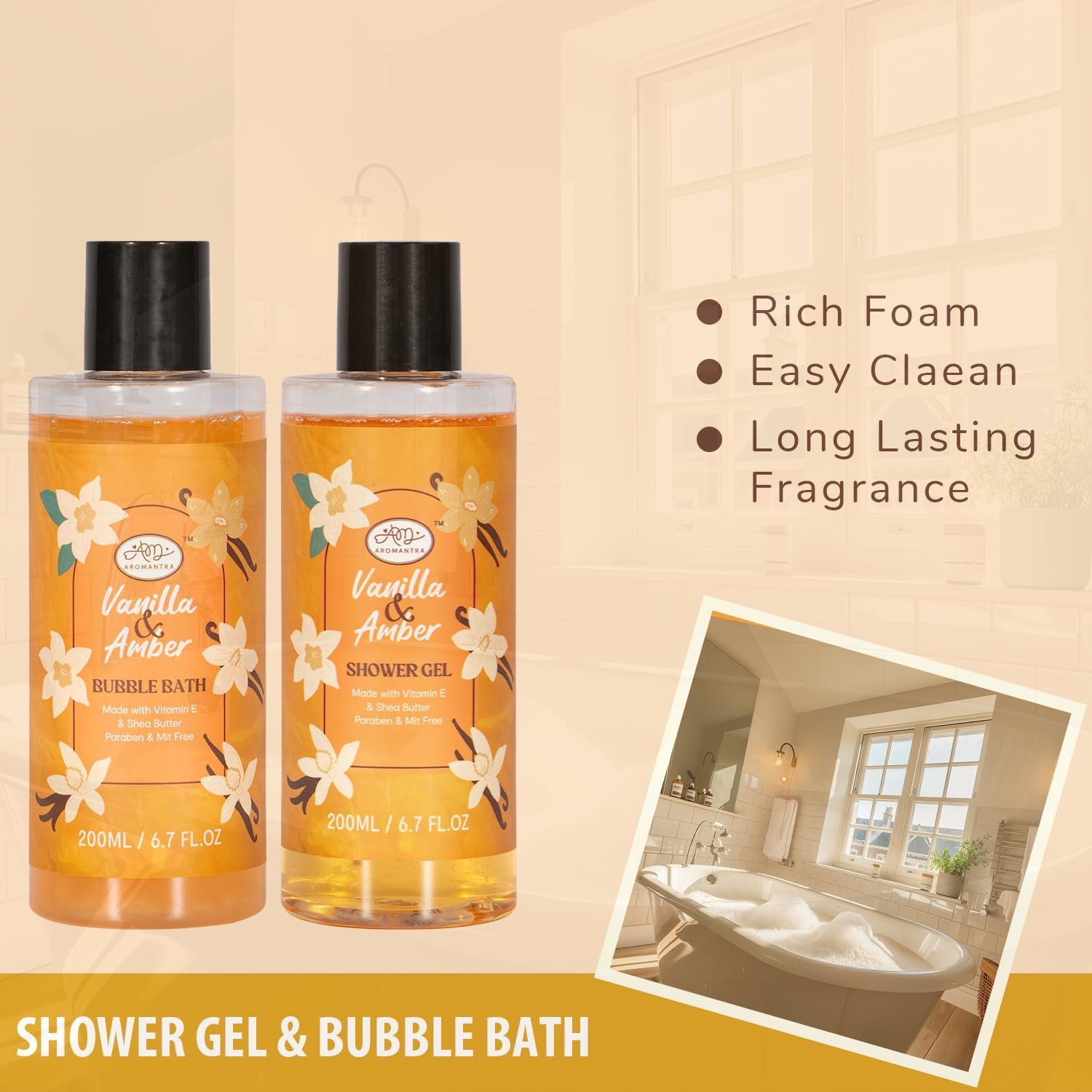 Bath Gift Set for Self Care, 11pcs Luxury Spa Gift Baskets for Women, Home Spa Essential W/ Bubble Bath, Body Lotion, Vanilla Amber Scented Candle, Birthday Gifts for Women, Mothers Day Gifts - Image 3