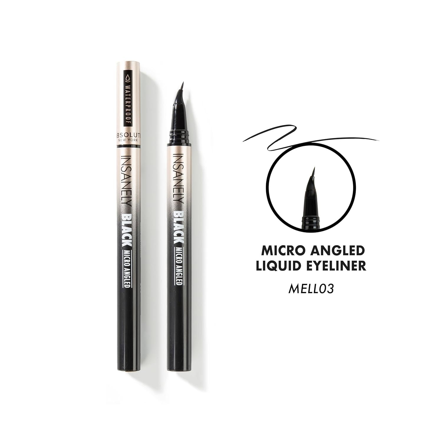 Absolute New York MELL01 Insanely Black Drawing Felt Liquid Eyeliner, Waterproof and Smudegeproof, Long Lasting, Contact Lens Friendly Liquid Eyeliner - Image 5