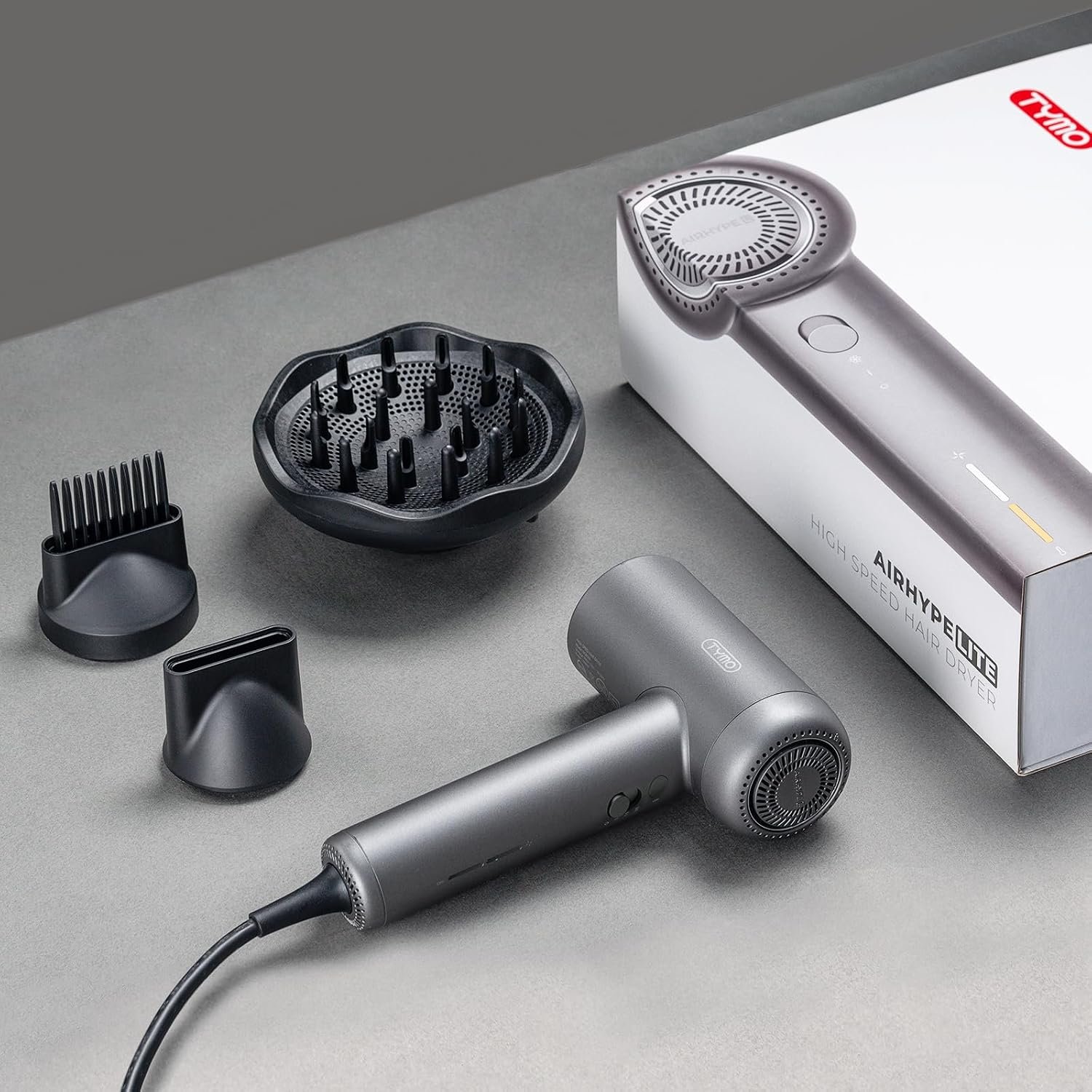 TYMO Hair Dryer with Diffuser, 1500W High-Speed Professional AIRHYPE Lite Blow Dryer with Comb for Fast Drying, 110,000RPM Brushless Motor, 200 Million Ionic Hairdryer, 3 Speeds & 4 Temps, Low-Noise - Image 9