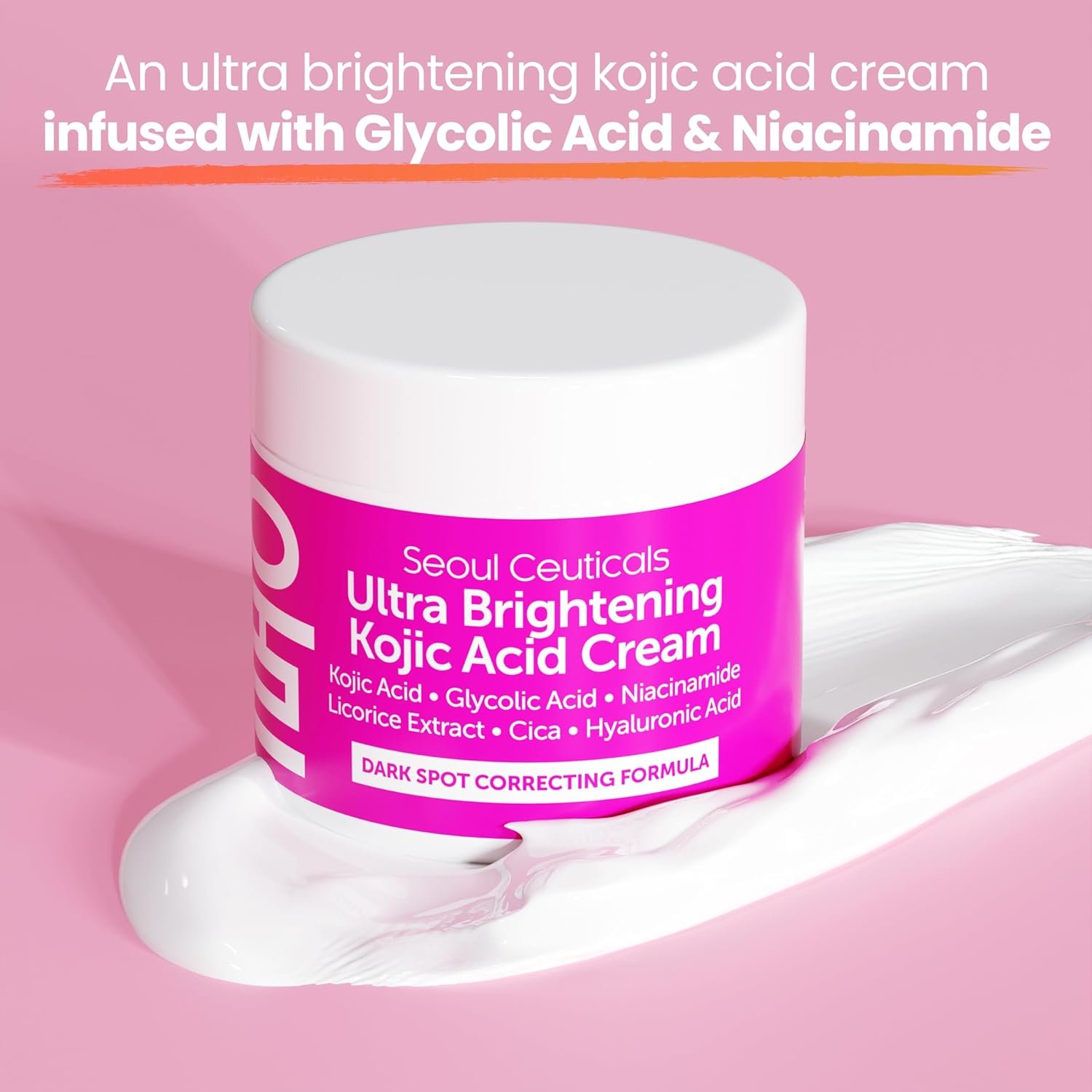 SeoulCeuticals Korean Kojic Acid Cream Dark Spot Remover + Glycolic Acid + Niacinamide + Cica + HA Moisturizer - Cruelty Free K Beauty Skincare 2oz - Image 9