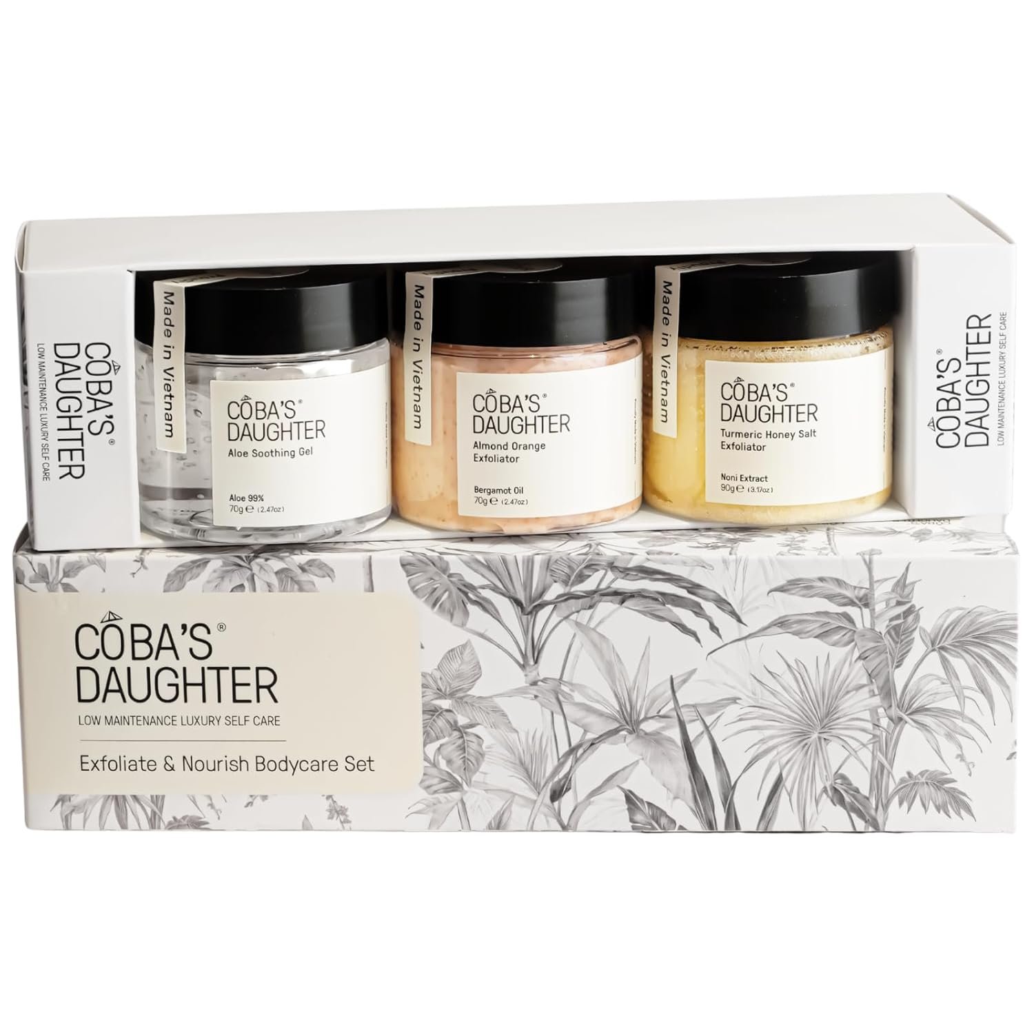 COBA'S DAUGHTER Luxury Spa Gift Set for Women | 3-Piece Mini Body Care Trio, Birthday Gift Set & Mother’s Day Gift for Woman, Travel Size Self-Care Gift (Honey Turmeric, Almond Orange, Aloe Vera)
