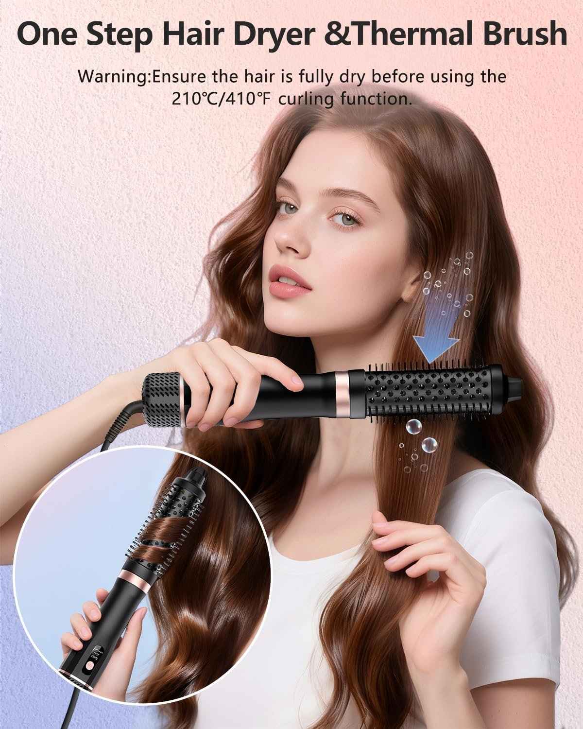 Hot Air Brush, Updated Version Thermal Brush & Hair Dryer Brush One Step Volumizer, High-Speed 1.5 Inch Negative Ion Blowout Express Thermal Round Brush Salon-Quality Blowouts, Hair Shinier & Smoother - Image 5