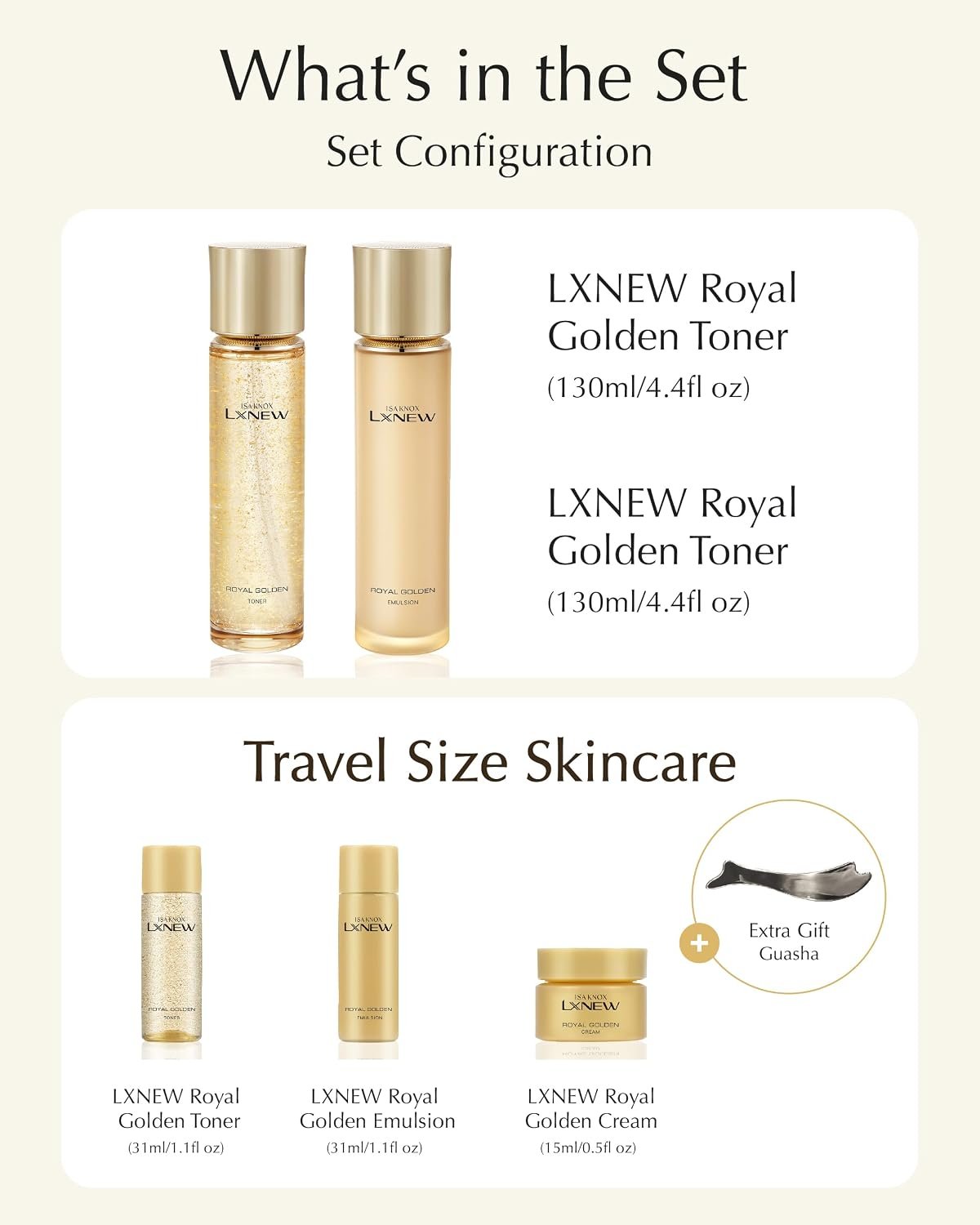 ISA KNOX Royal Golden Skin care Gift Set (11.4fl oz) - Korean Luxury Skin Care for Rejuvenation and Youthful skin. Royal Peptides & Jelly, Niacinamide. Guasha - Image 8