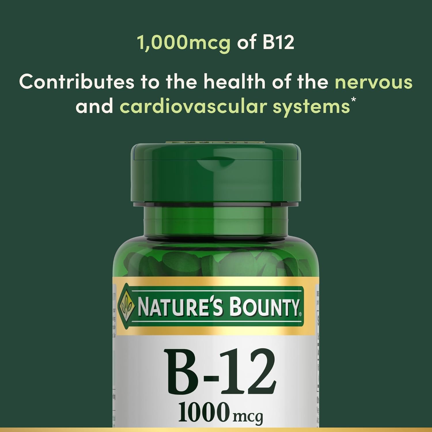 Nature's Bounty Vitamin B12 1000 mcg Supplements, Supports Energy Metabolism, 200 Ct - Image 3