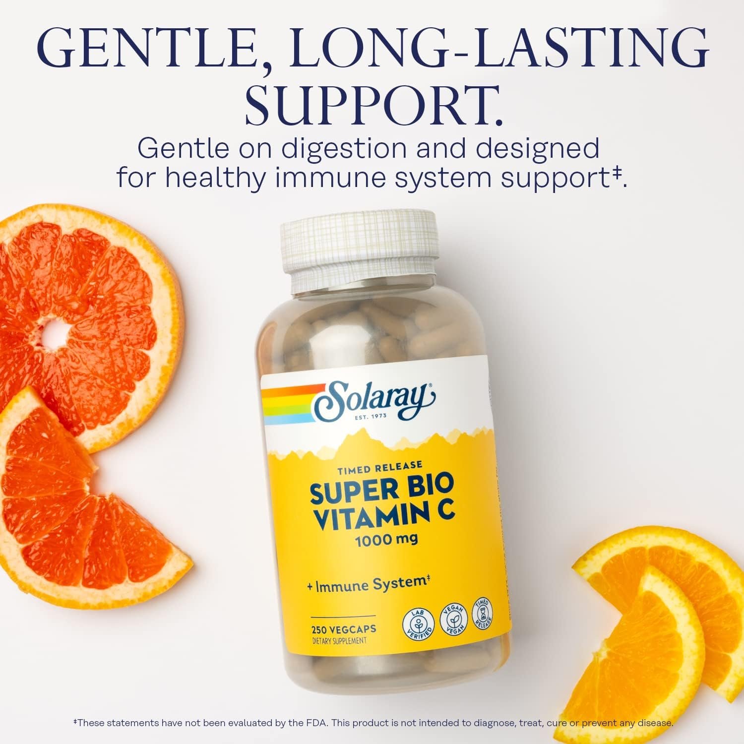 SOLARAY Super Bio Vitamin C 1000mg, Buffered, Two-Stage Timed Release with Bioflavonoids, Immune Support Supplement, High Absorption, Vegan, 60-Day Guarantee – 250 VegCaps - Image 3