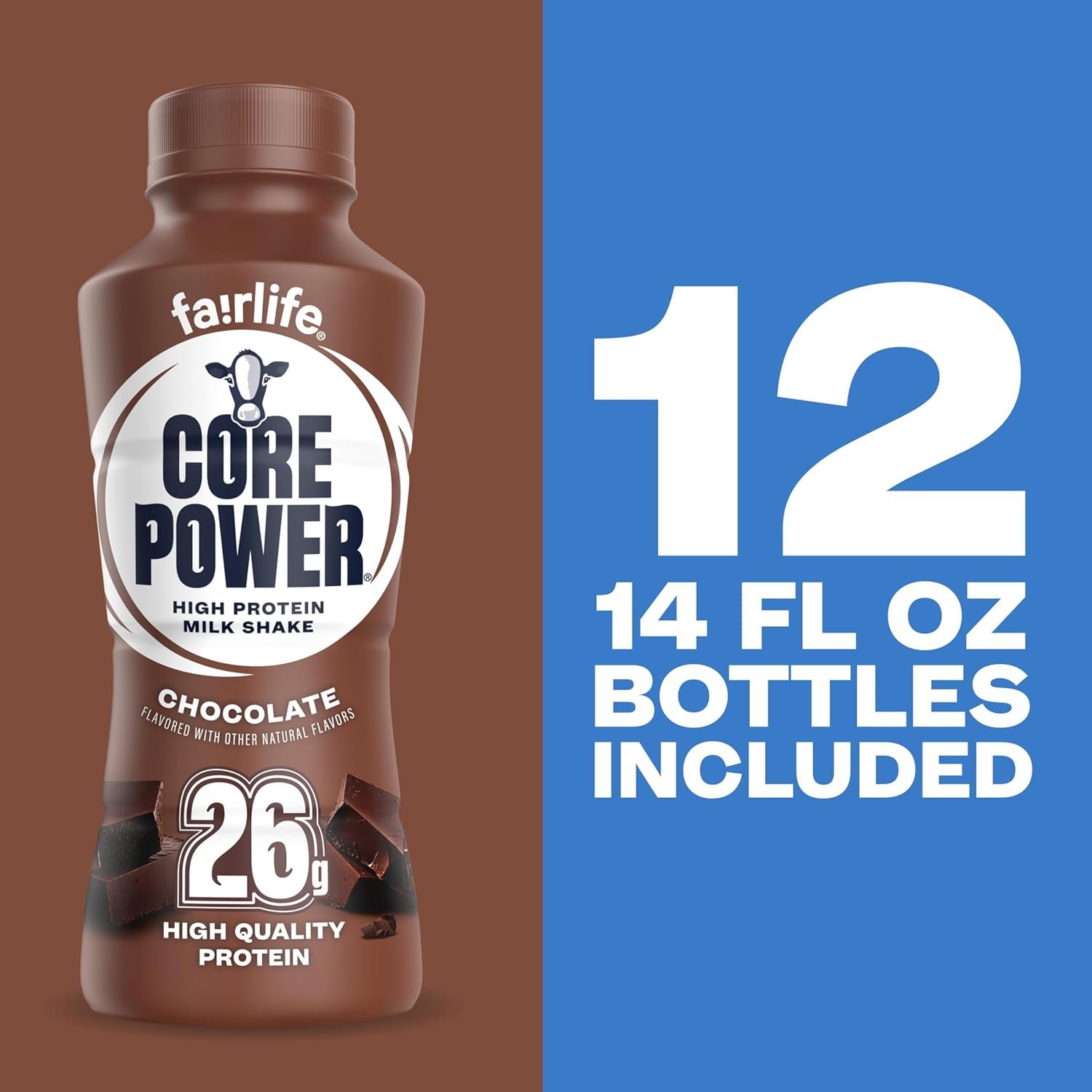 Core Power Protein Shake, Chocolate, 26g Bottle, 14oz, 12 Pack - Image 5