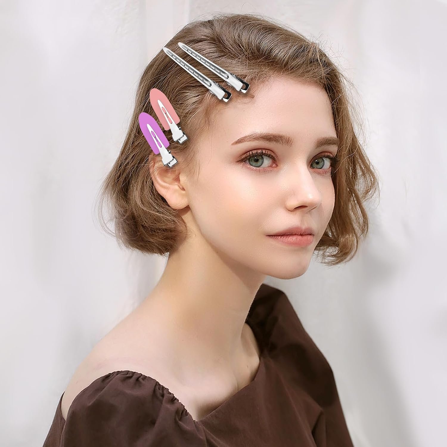 30PCS Metal Alligator Hair Clips, Duck Billed Salon Styling Clips with Holes, Heavy Duty Silver Hair Pins for Women, DIY Bows & Home Use (30 Mixed Sizes) - Image 2