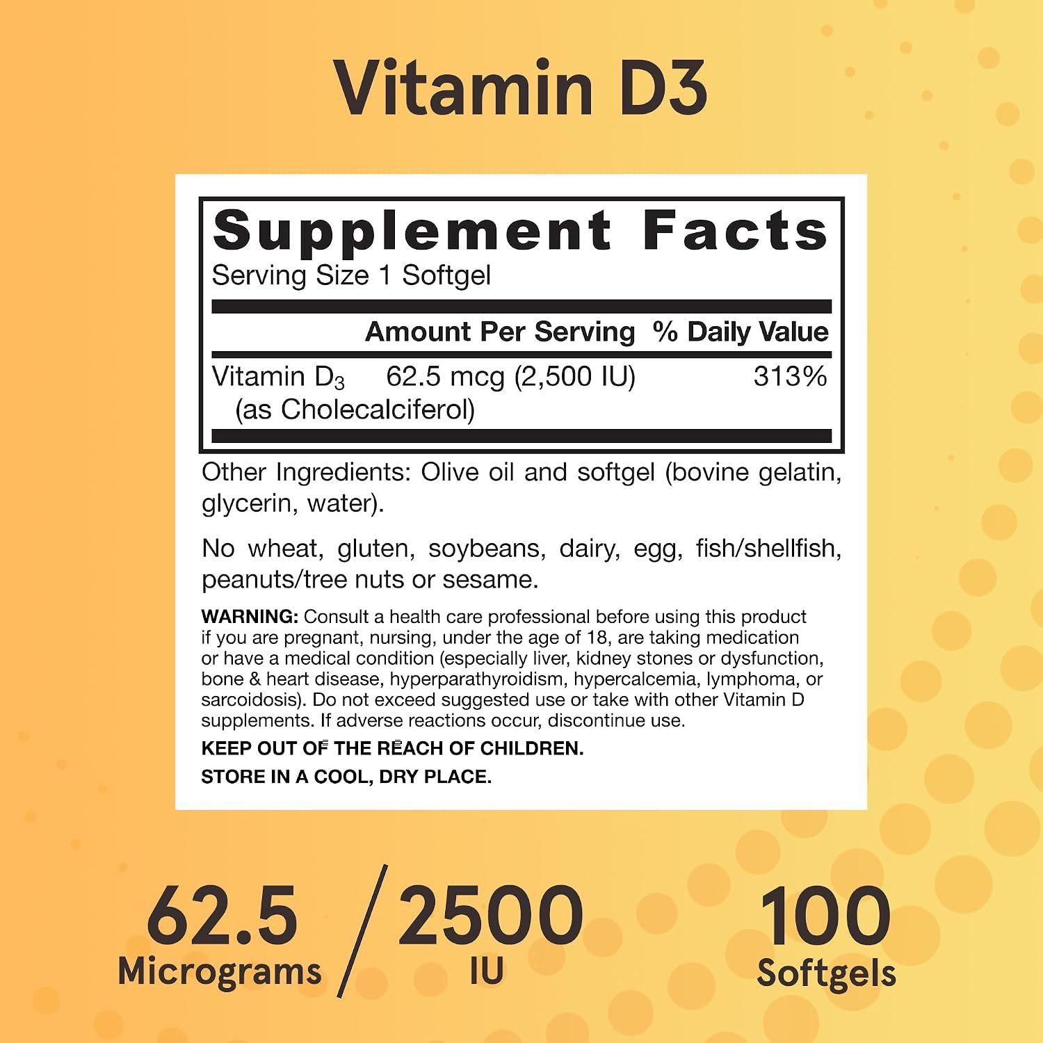 Jarrow Formulas Vitamin D3 62.5 mcg (2,500 IU) - 100 Servings (Softgels) - Bone Health, Immune Support & Calcium Metabolism Support - Vitamin D Supplement - D3 Vitamins - 2500 Vitamin D - Gluten Free - Image 6