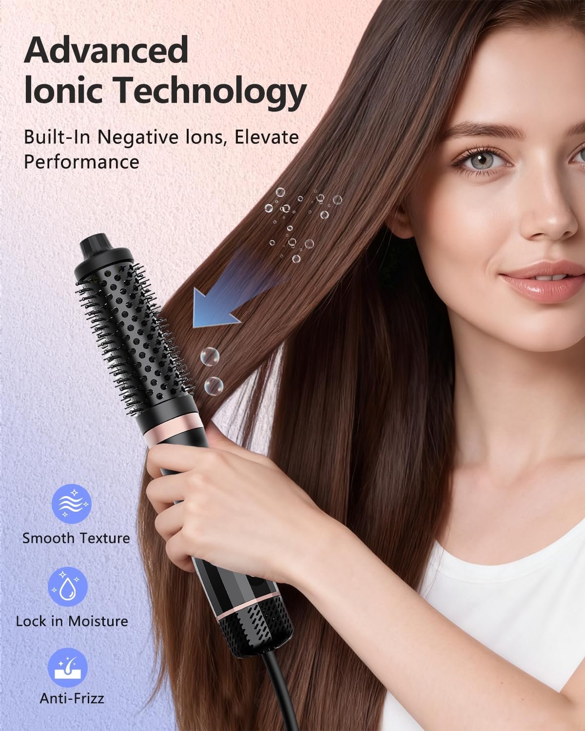 Hot Air Brush, Updated Version Thermal Brush & Hair Dryer Brush One Step Volumizer, High-Speed 1.5 Inch Negative Ion Blowout Express Thermal Round Brush Salon-Quality Blowouts, Hair Shinier & Smoother - Image 4