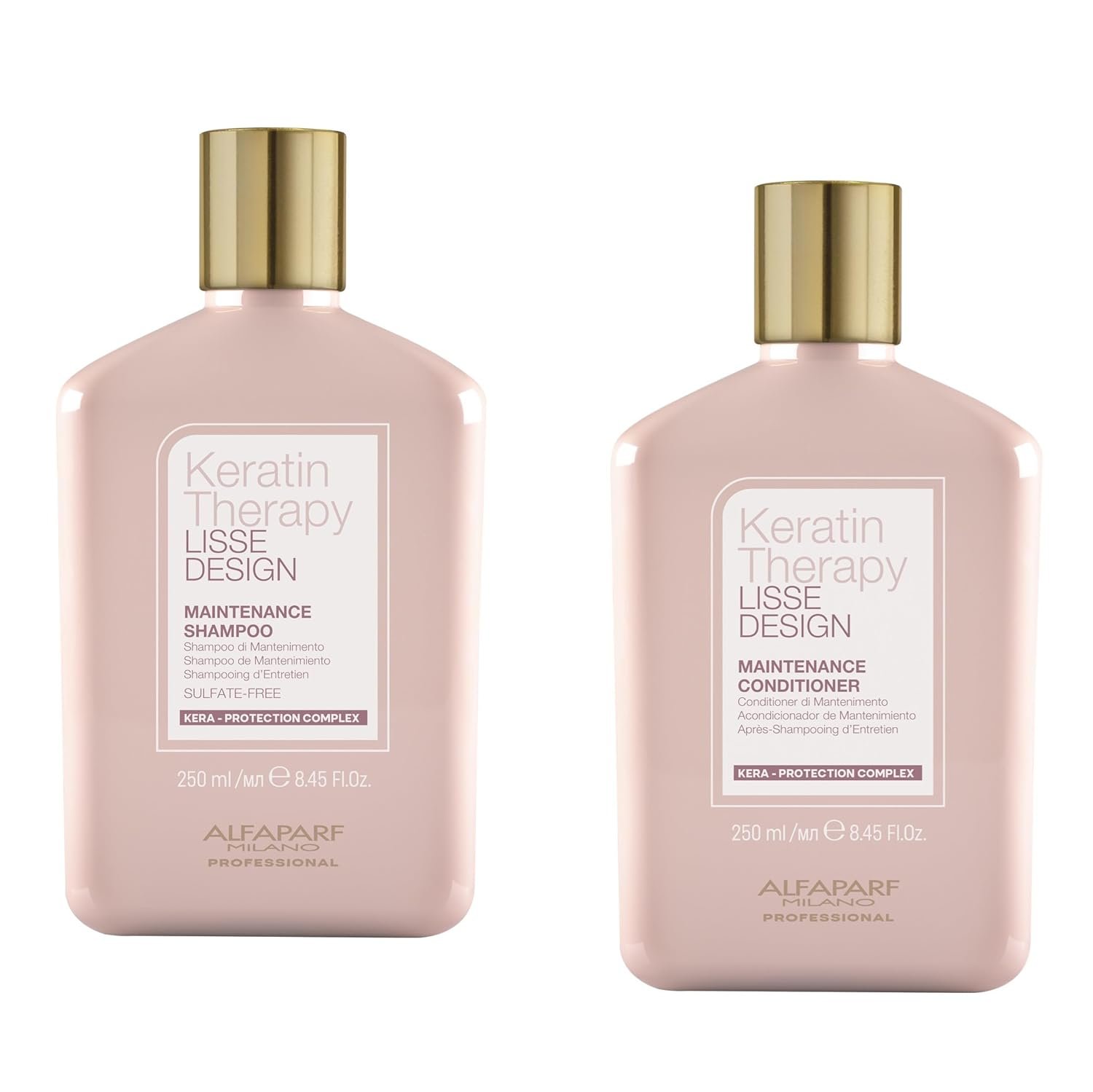 Alfaparf Milano Lisse Design Keratin Shampoo and Conditioner Set - Sulfate Free - Anti-Frizz - Maintains & Enhances Professional Keratin Therapy Treatment - Keeps Hair Smooth & Straight