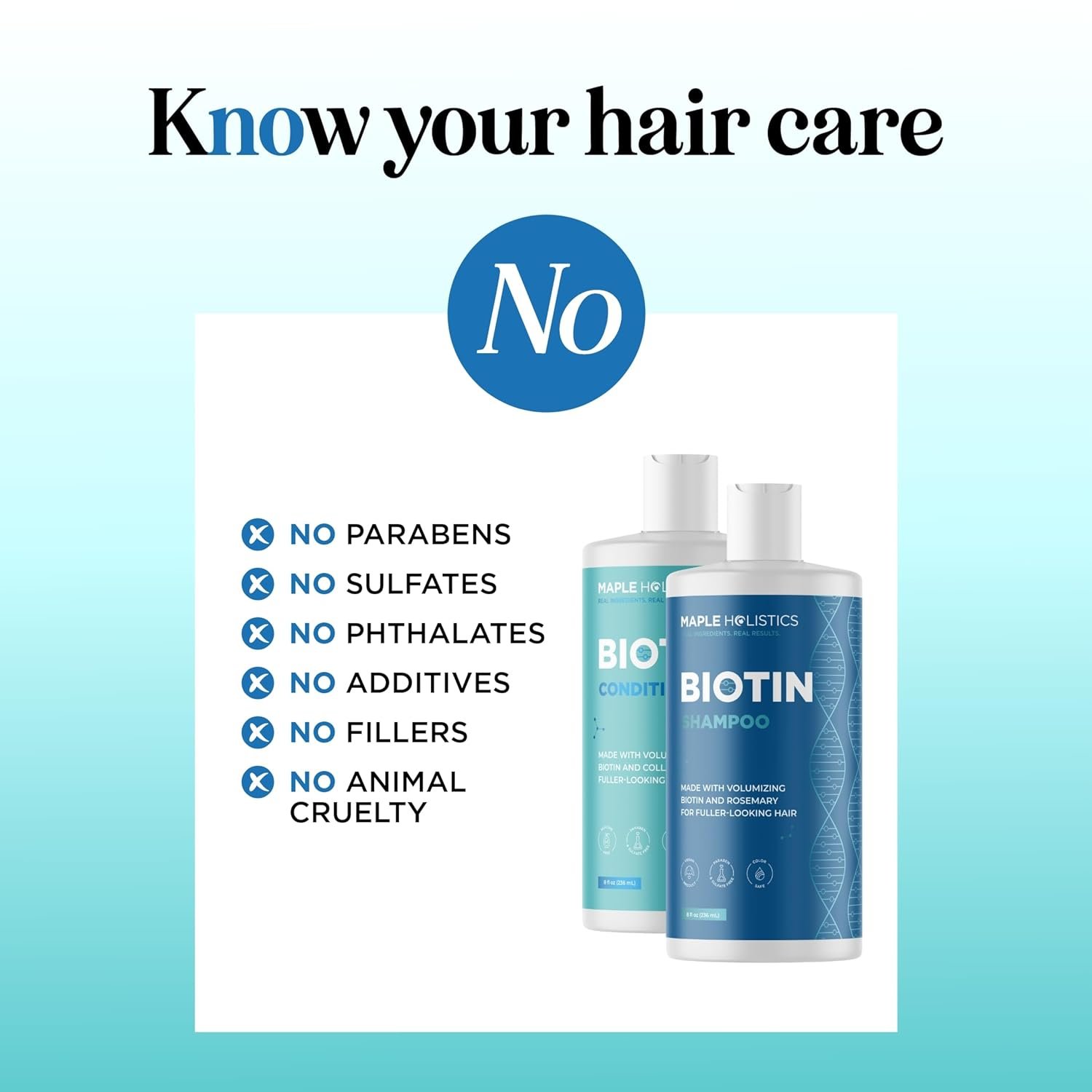Rosemary Biotin Shampoo and Conditioner Set - Volumizing Shampoo and Conditioner for Thinning Hair for Women & Men with Nourishing B Vitamins - Color Safe Sulfate Paraben & Silicone Free (8 Fl Oz) - Image 4