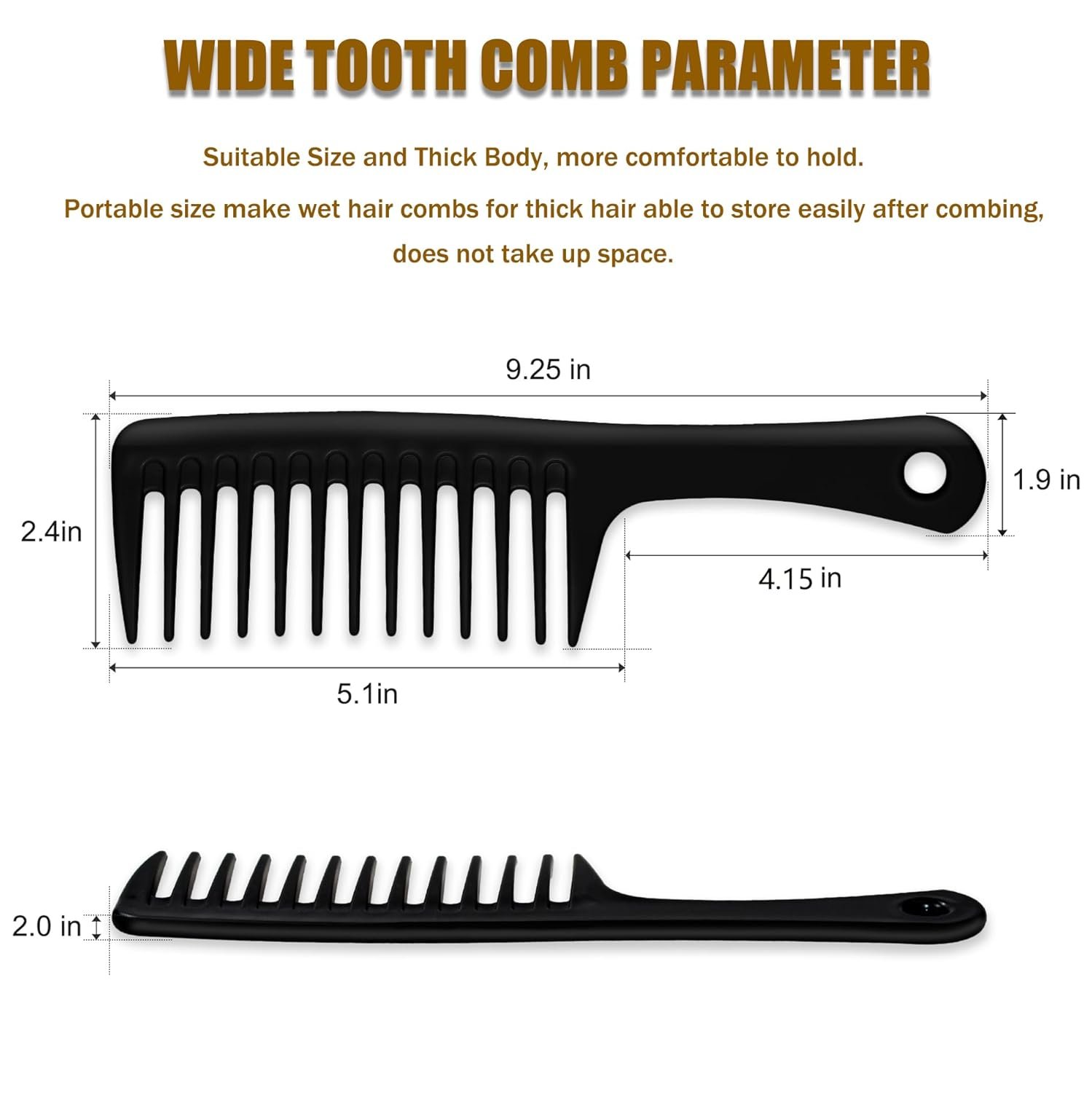 MODENGKONGJIAN 4PCS Wide Tooth Comb, Large Hair Detangling Comb Styling Comb for Curly, Wet, Long Hair with Handgrip (Black & Pink) - Image 4