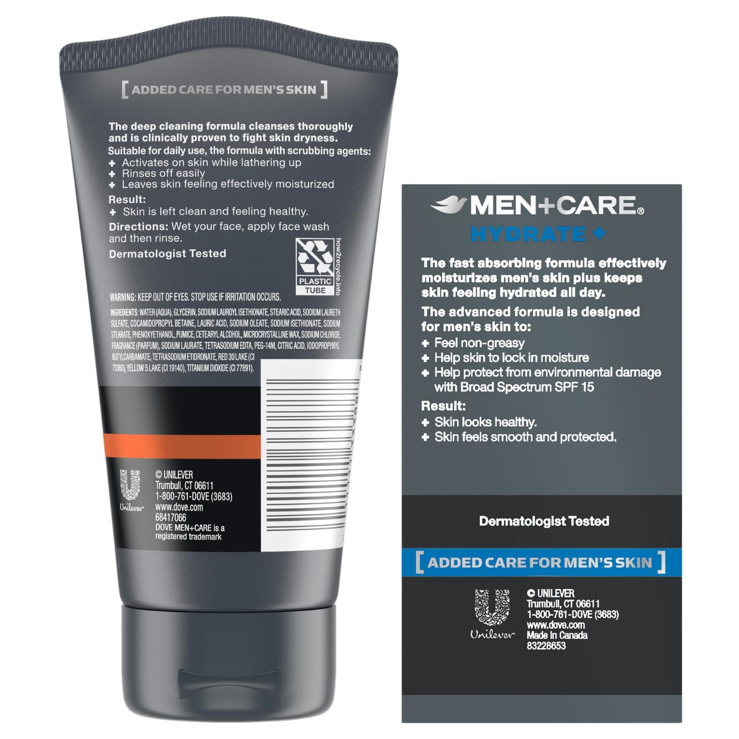 Dove Men+ Care Bundle – Men’s Face Lotion, Hydrate+ SPF 15 & Face Scrub, Deep Clean+ Moisturizer (2 Piece Set) - Image 2