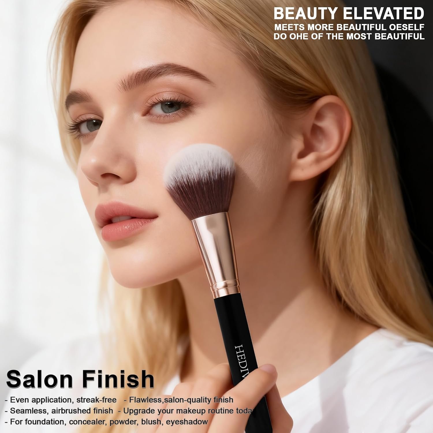 Black Makeup Brushes Set 14 Pcs Professional, Premium Synthetic Foundation Makeup Brush Concealer Powder Blush Eyeshadow Brushes with 2 Powder Puff & Dual-ended Mask Applicator.Gifts for Girls - Image 5