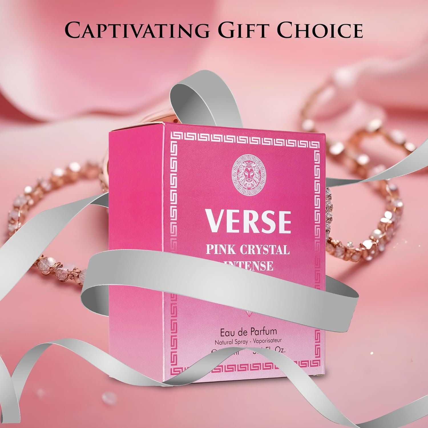 Verse Pink Crystal Intense for Women 3.4 fl Oz - Fruity & Floral Scents of Raspberry, Peony, Magnolia & Lotus Flowers - Base Notes of Amber, Vibrant Musk & Deep Mahogany Wood - Elegant 100ml Bottle - Image 8