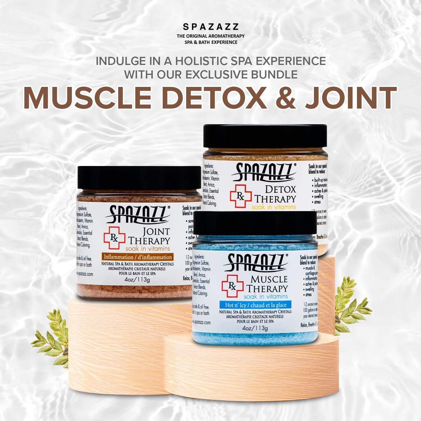 Spa & Hot Tub RX Therapy Muscle Detox Joint Bundle 3 Pack Gift Set - Spazazz Therapeutic Mineral Dead Sea Bath Salt Crystals Collection - Image 5