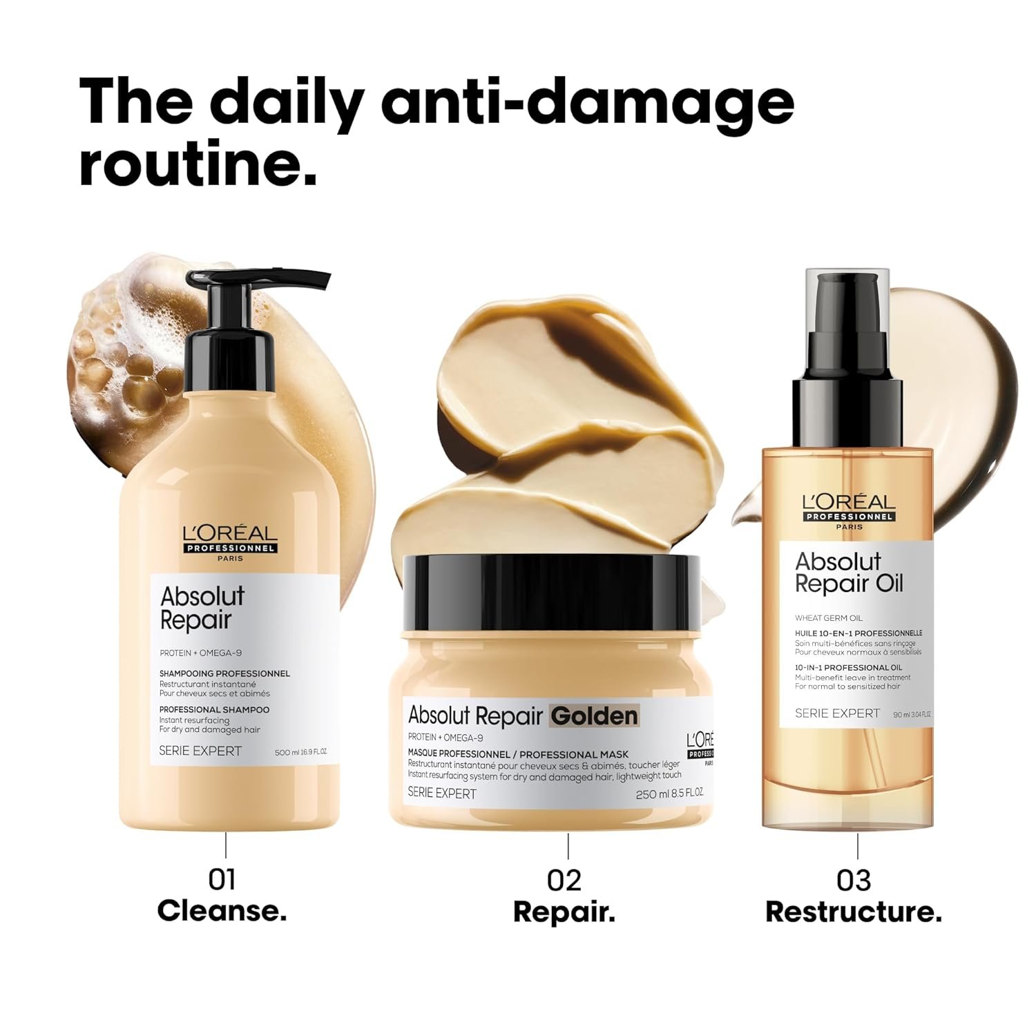L'Oréal Professionnel Paris Absolut Repair Golden Mask - Repairs Damage & Provides Shine For Fine to Medium, Dry, & Damaged Hair - Image 5