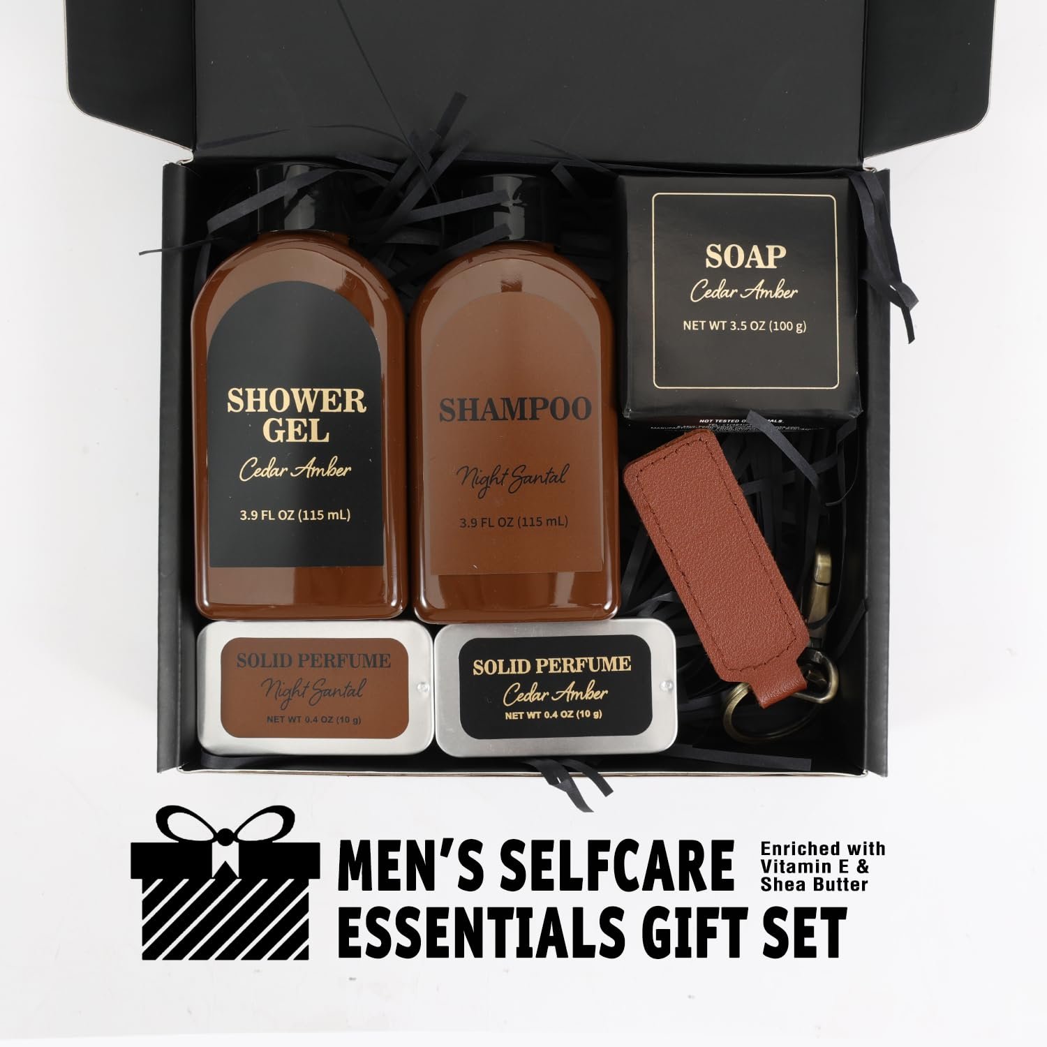 Fathers Day Gift 6 pcs Gifts for Men Cedar & Sandal Mens Gifts with Shampoo, Body Wash, Soap, Self Care Bath Set, Christmas Birthday Gift Box for Him - Image 2