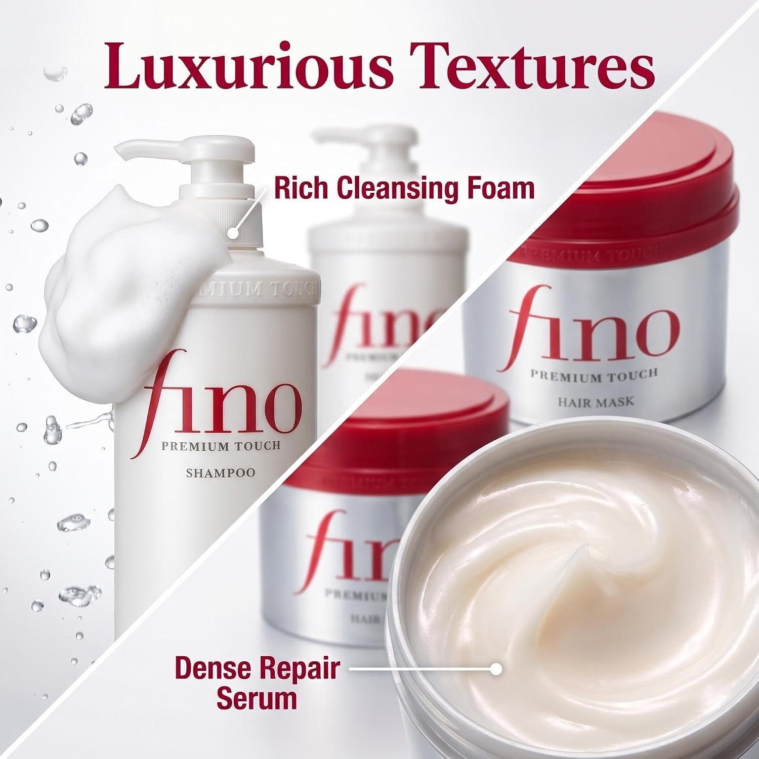 Fino Premium Touch Shampoo & Hair Mask Set, Royal Jelly Deep Repair & Intensive Hydrating Treatment for Frizzy, Dry, Damaged Hair, Anti-Breakage Japanese J-Beauty Bundle (550ml + 230g) - Image 3