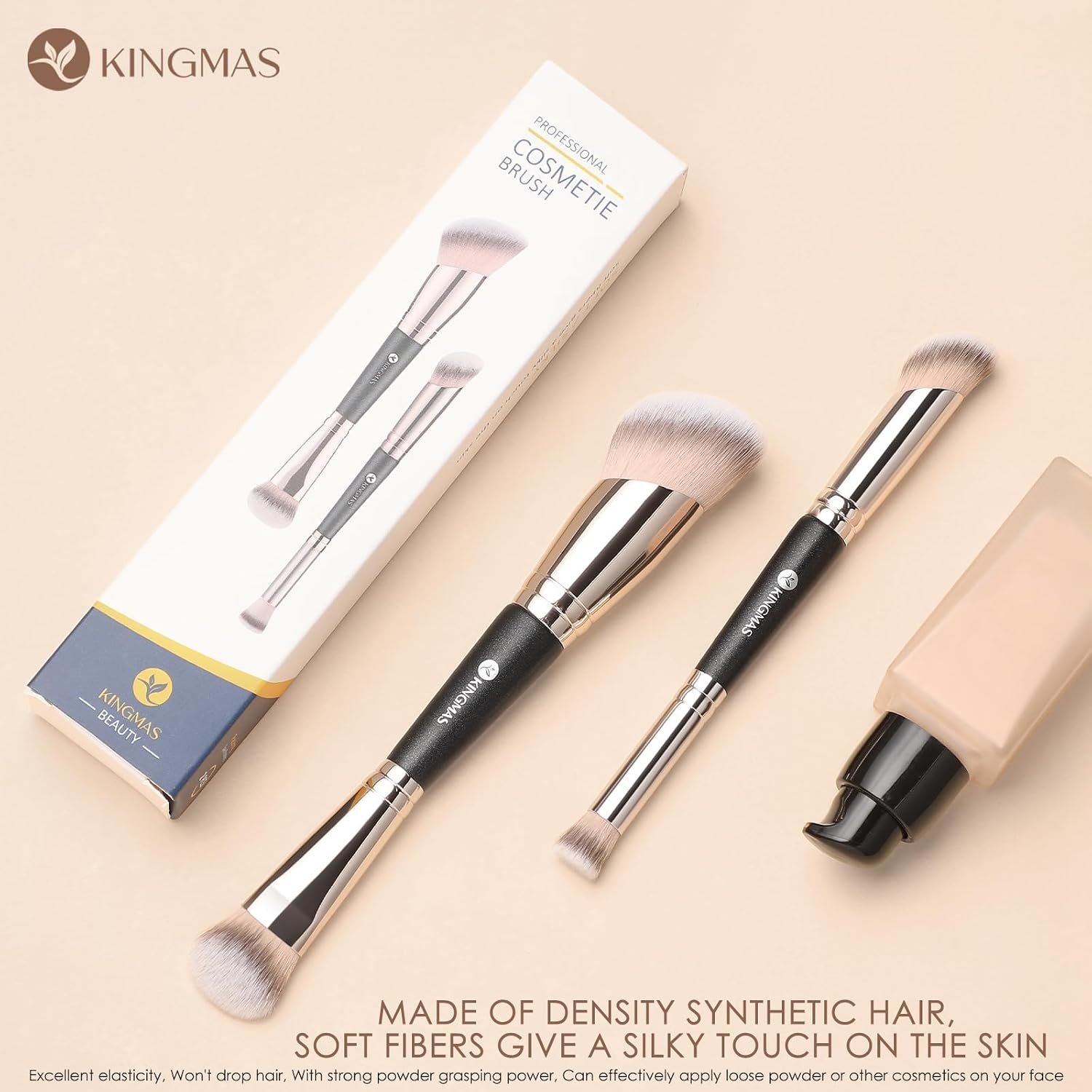KINGMAS Foundation Concealer Brushes, 2PCS Premium Dual Ended Makeup Brush Set for Powder and Liquid Contour Blending Bronzer Concealer Cream Blush Brush - Image 8