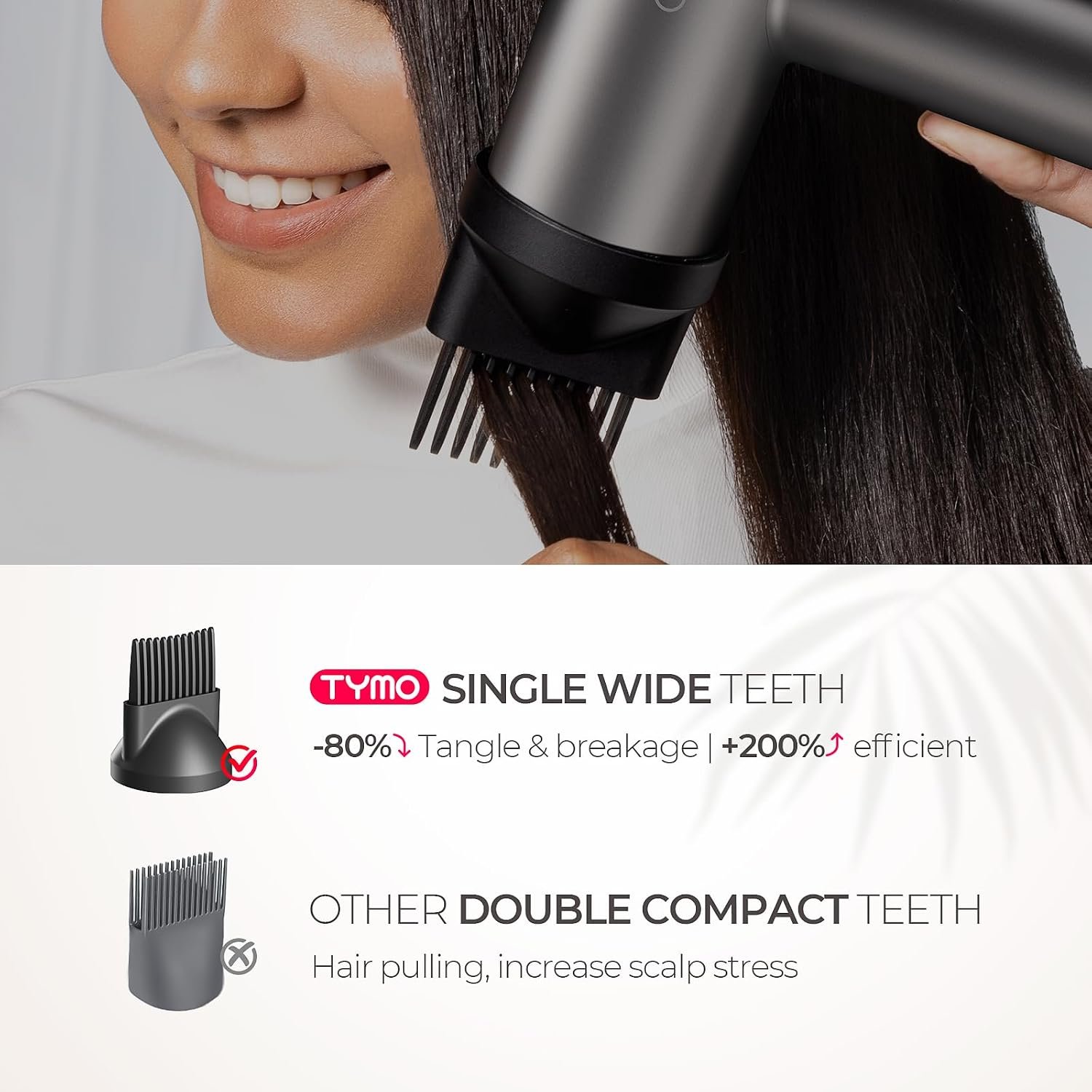 TYMO Hair Dryer with Diffuser, 1500W High-Speed Professional AIRHYPE Lite Blow Dryer with Comb for Fast Drying, 110,000RPM Brushless Motor, 200 Million Ionic Hairdryer, 3 Speeds & 4 Temps, Low-Noise - Image 6