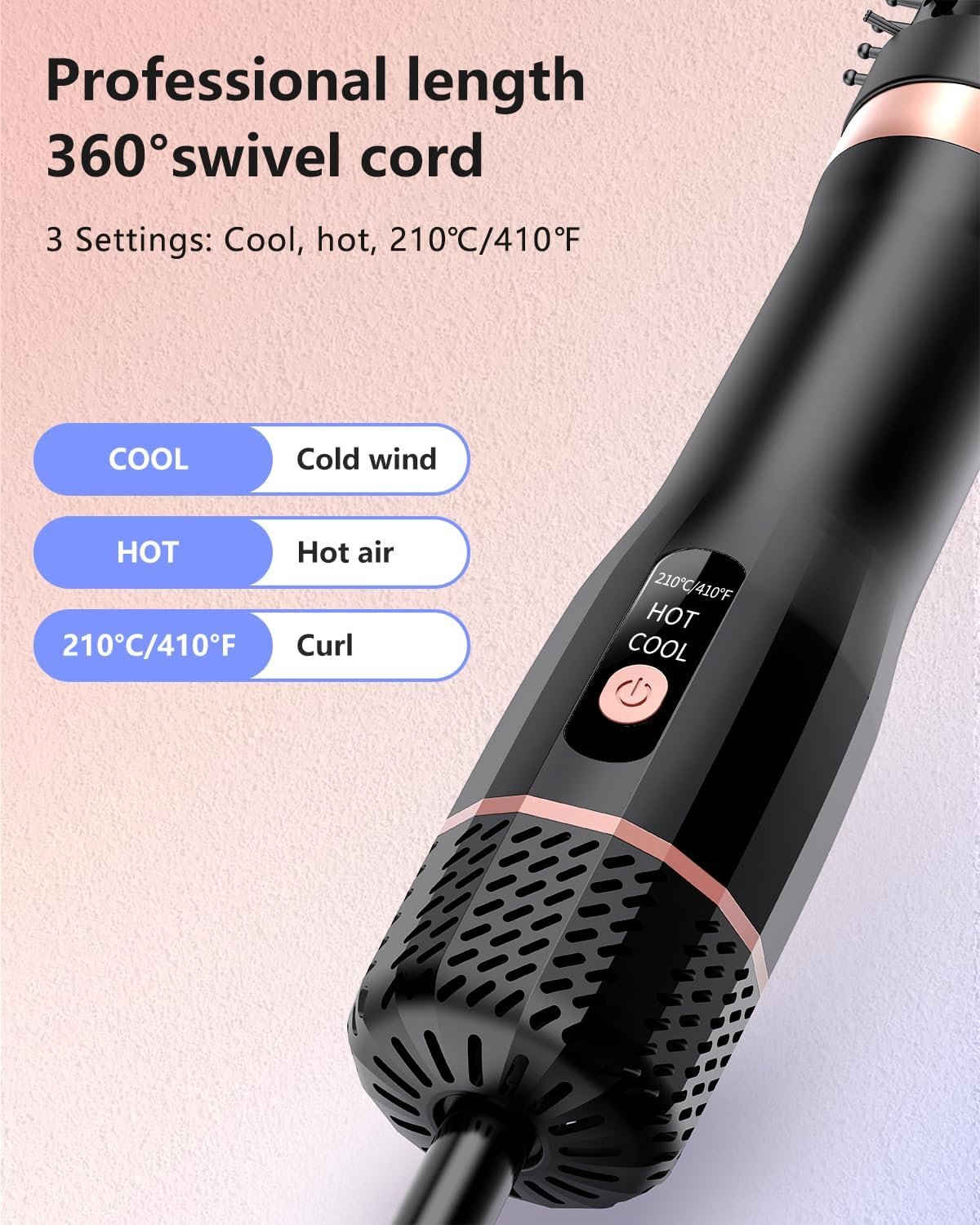 Hot Air Brush, Updated Version Thermal Brush & Hair Dryer Brush One Step Volumizer, High-Speed 1.5 Inch Negative Ion Blowout Express Thermal Round Brush Salon-Quality Blowouts, Hair Shinier & Smoother - Image 9