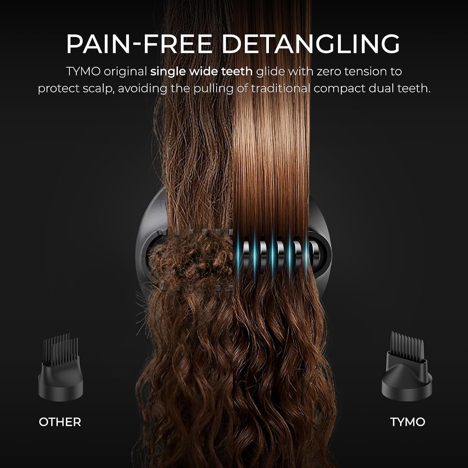 TYMO Blow Dryer with Comb - 1500W Professional High Speed Blow Dryer with Diffuser, 110,000RPM Fast Dry, 200 Million Ionic Diffuser Hairdryer, 4 Temps & 3 Speeds, 8 Ft Cord for Salon, Metal Gray - Image 4